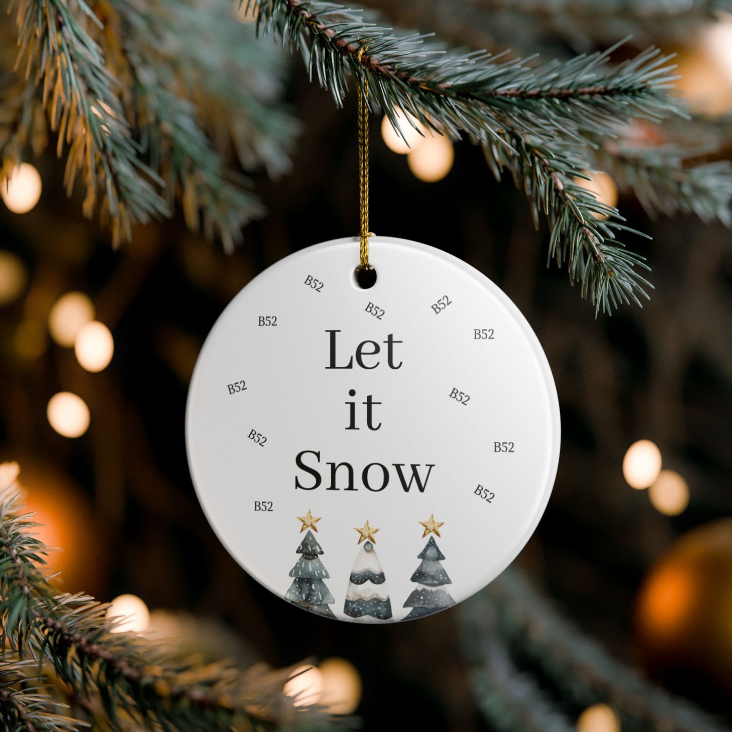 Christmas Ceramic Ornament with 'Let it Snow' Design
