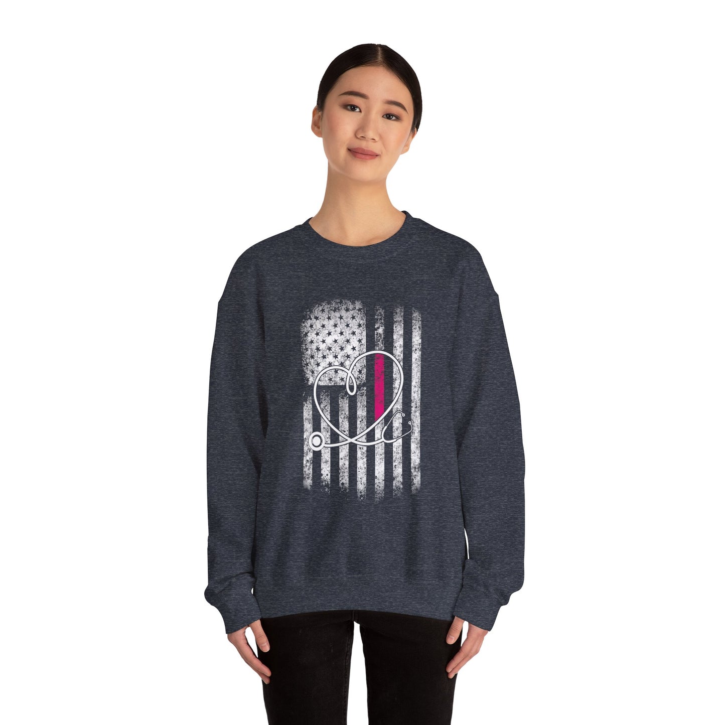 Flag/Stethoscope Crewneck Sweatshirt