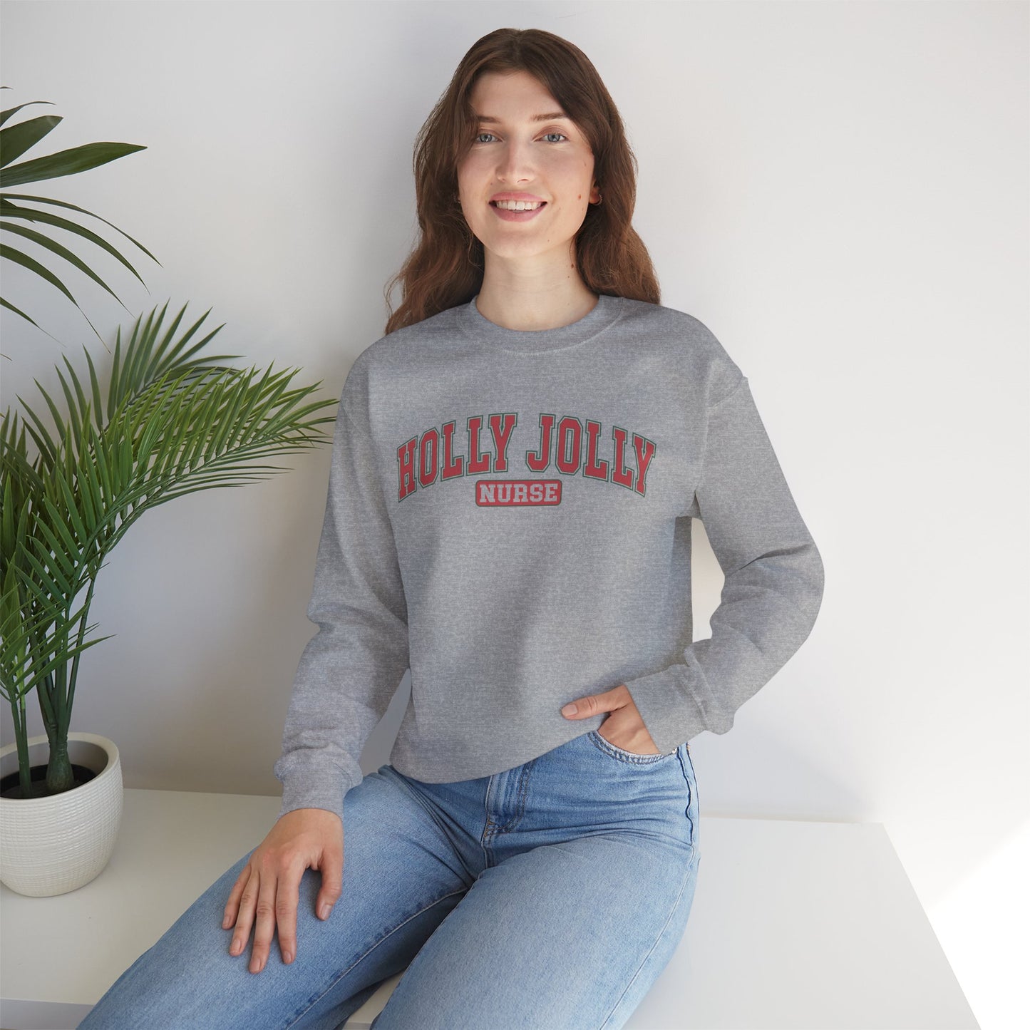 Holly Jolly Nurse Fleece Crewneck Sweatshirt