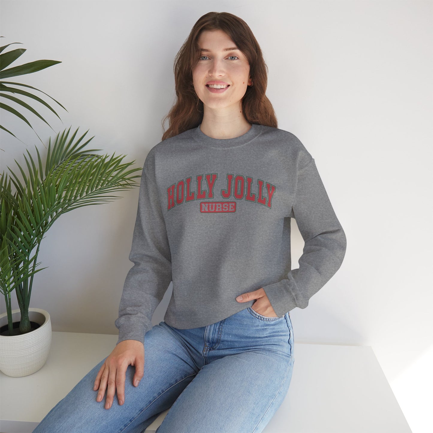 Holly Jolly Nurse Fleece Crewneck Sweatshirt