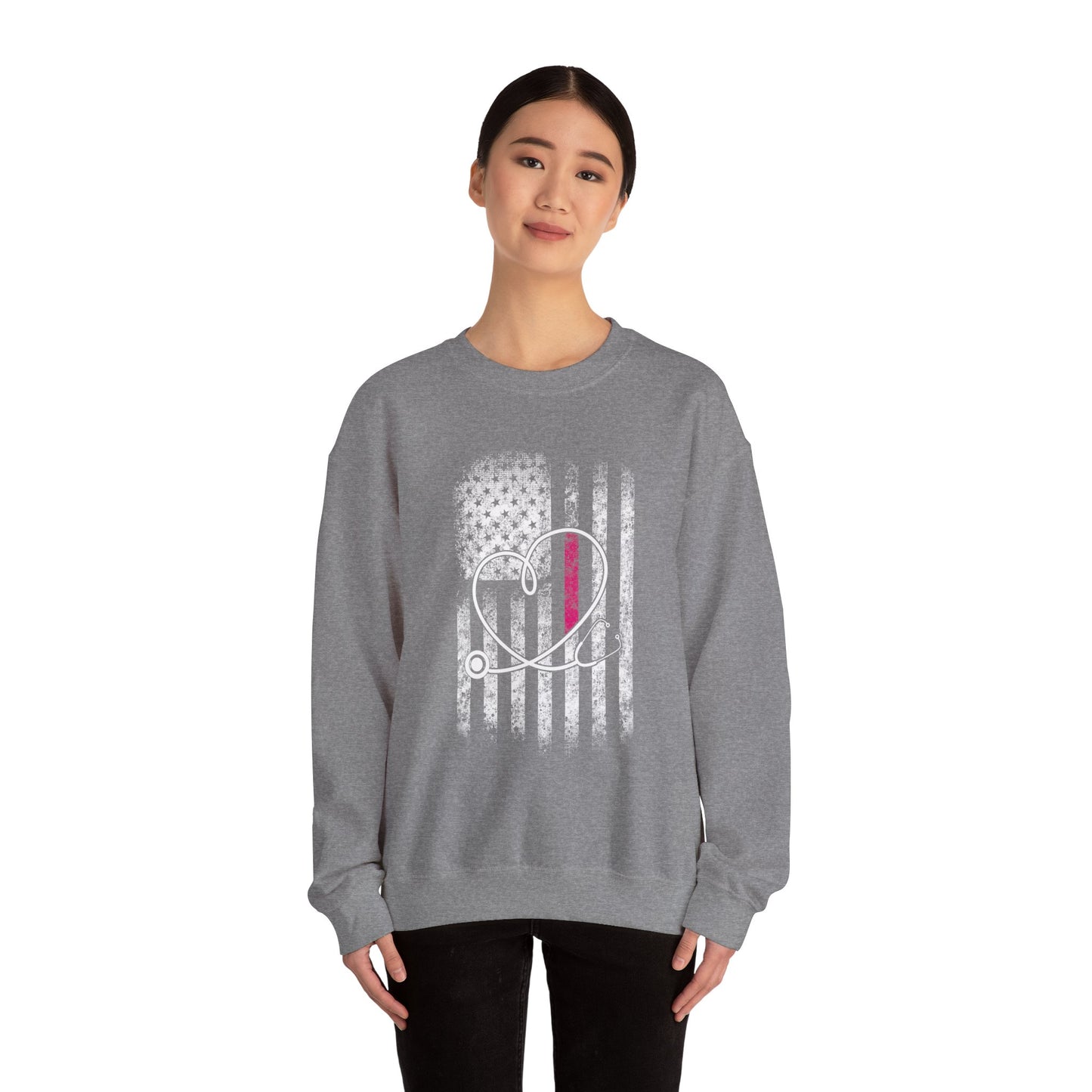 Flag/Stethoscope Crewneck Sweatshirt