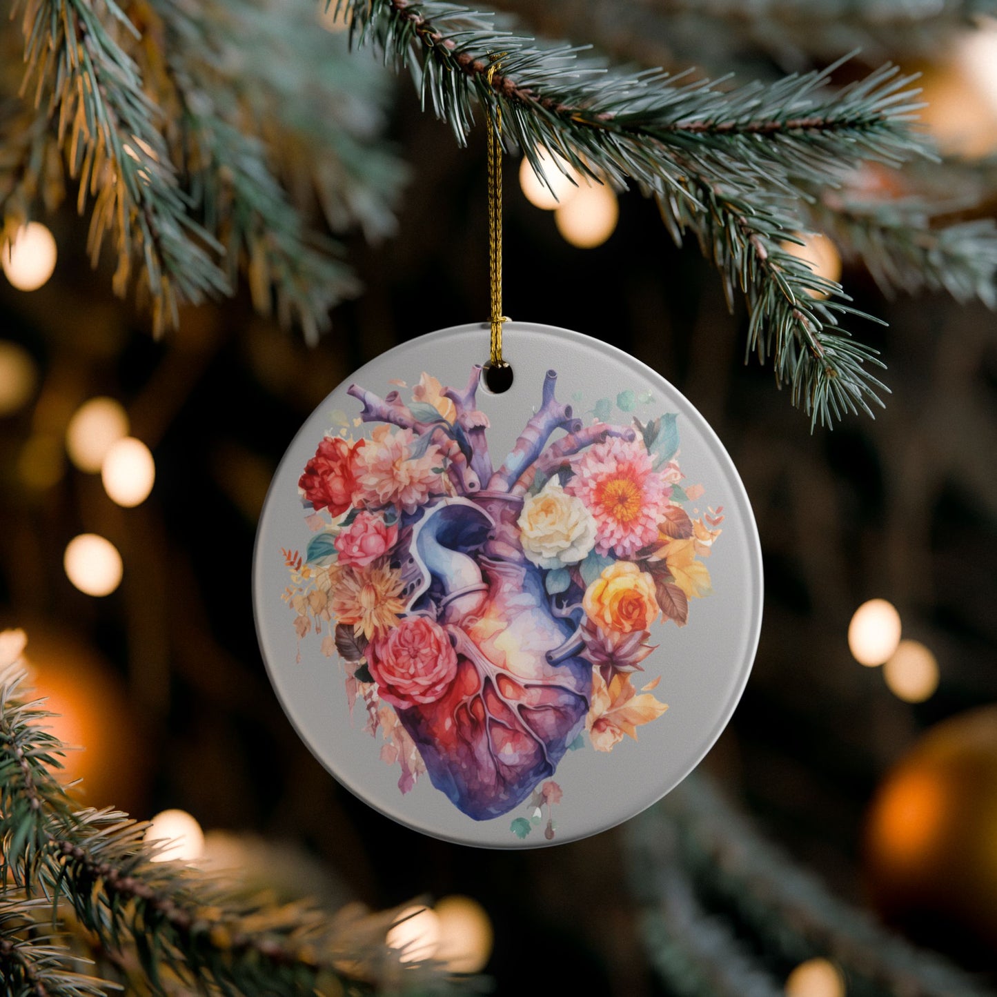 Floral Heart Ceramic Ornament - Heartfelt Home Decor