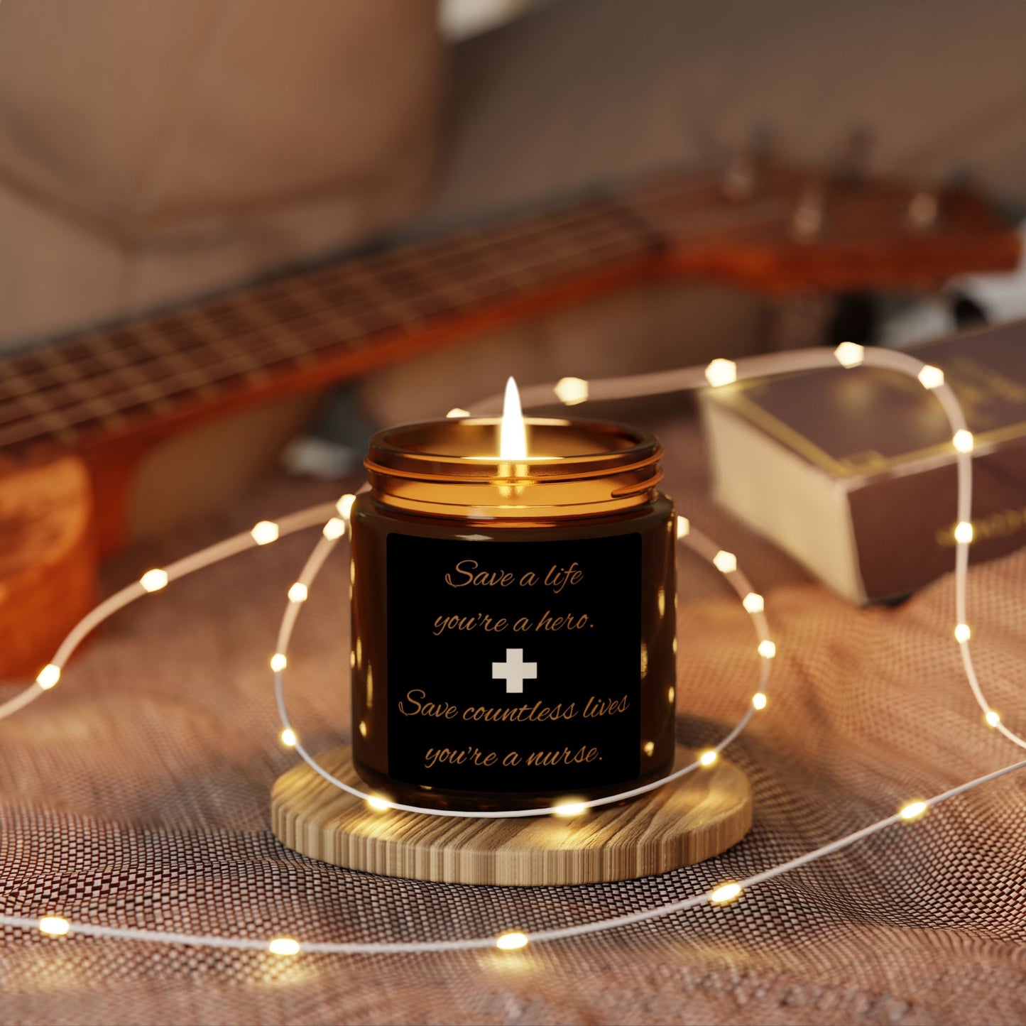 Save a Hundred Lives You're a Hero. Save Countless Lives You're a Nurse Scented Soy Candle (Multi-Size, Amber Jar)