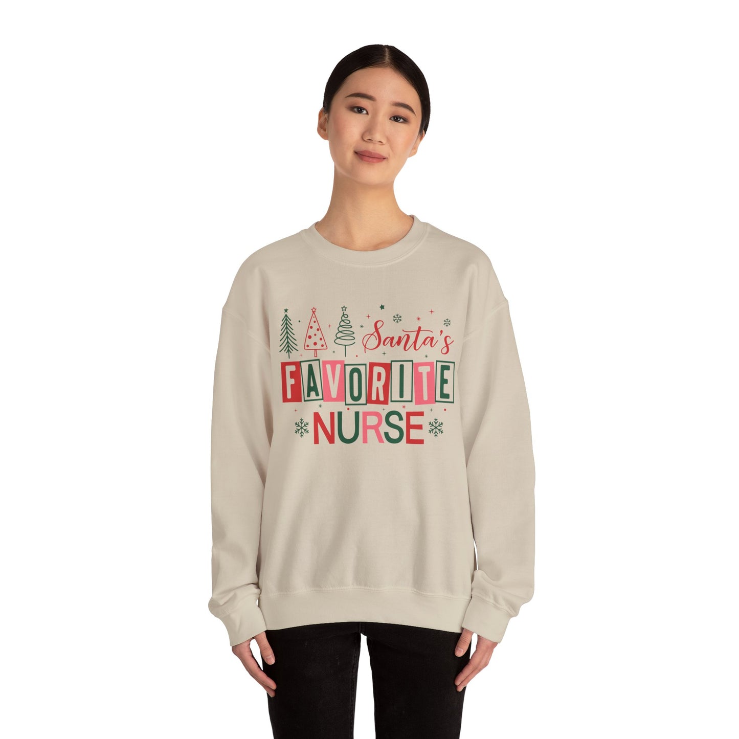 Santa's Favorite Nurse - Unisex Midweight Softstyle Fleece Crewneck Sweatshirt