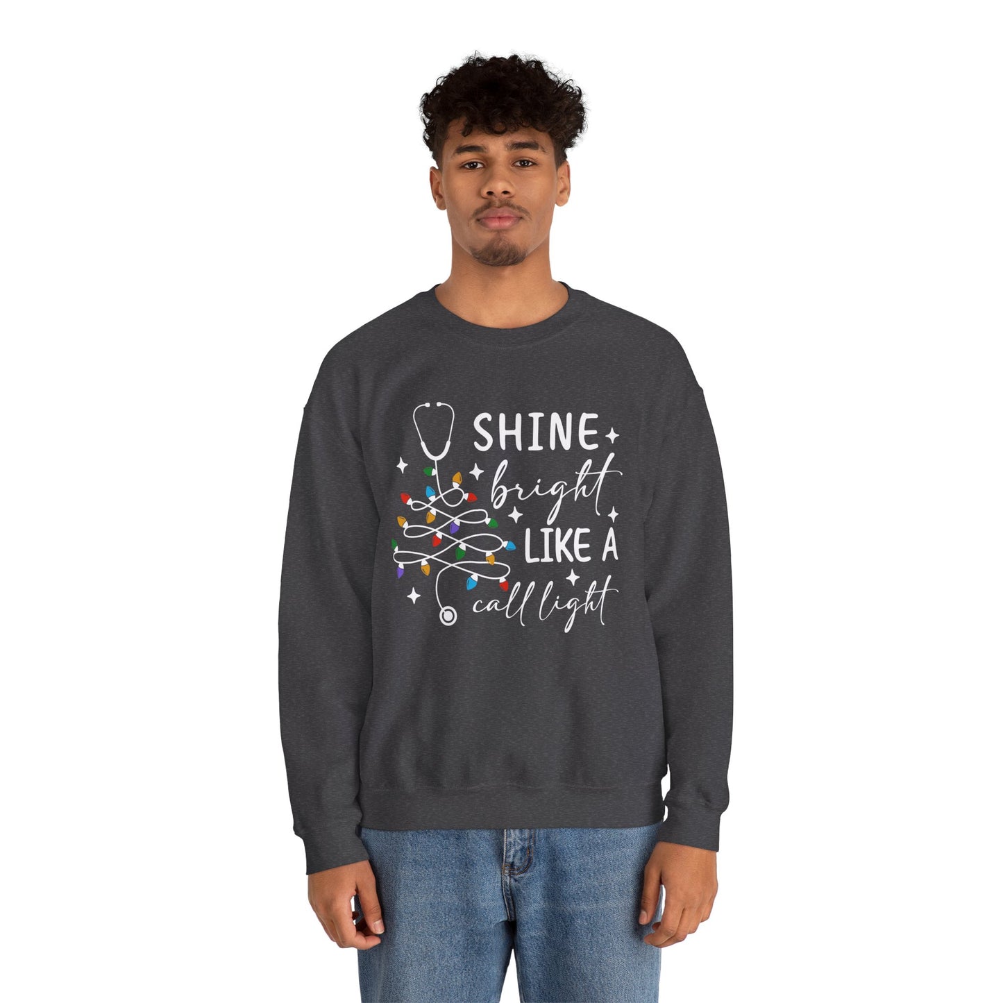 Shine Bright Like a Call Light - Unisex Midweight Softstyle Fleece Crewneck Sweatshirt