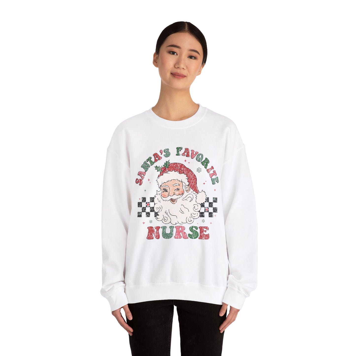 Santa's Favorite Nurse - Unisex Midweight Softstyle Fleece Crewneck Sweatshirt