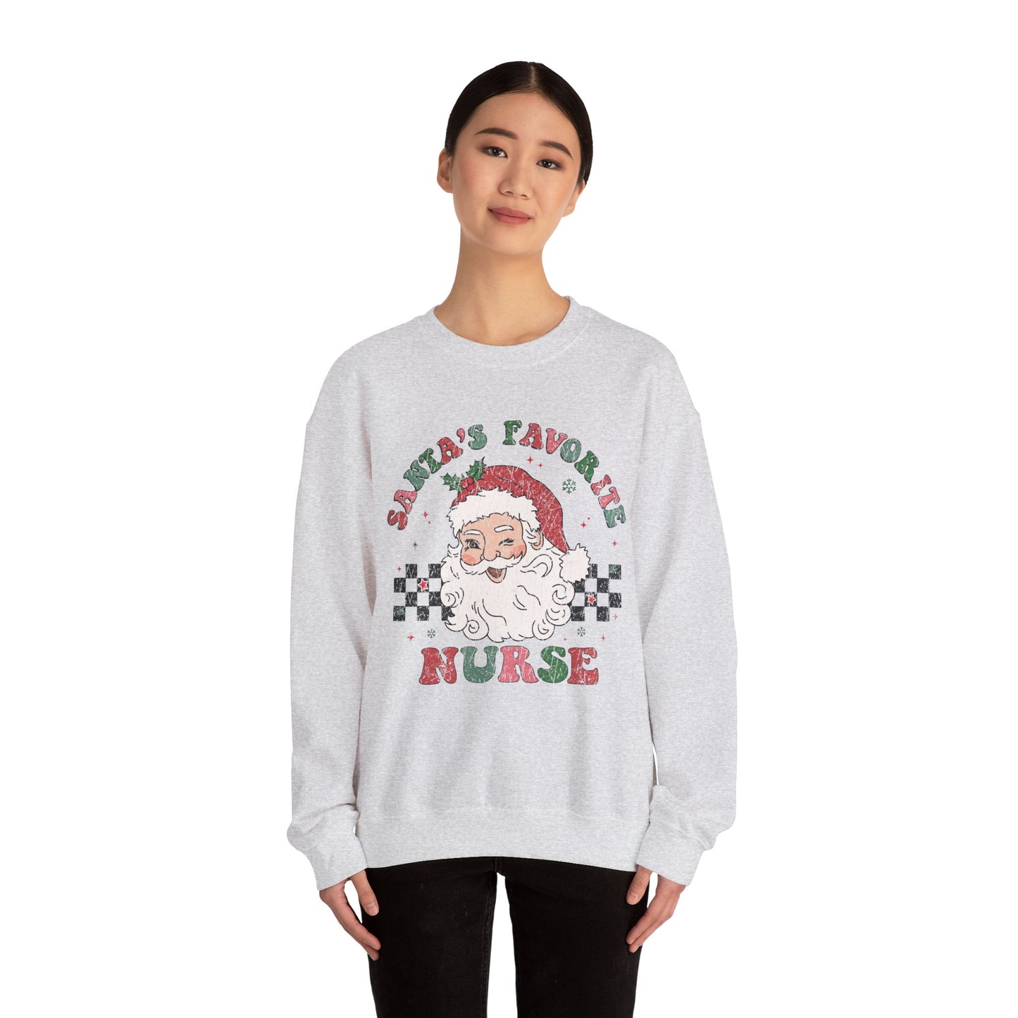 Santa's Favorite Nurse - Unisex Midweight Softstyle Fleece Crewneck Sweatshirt