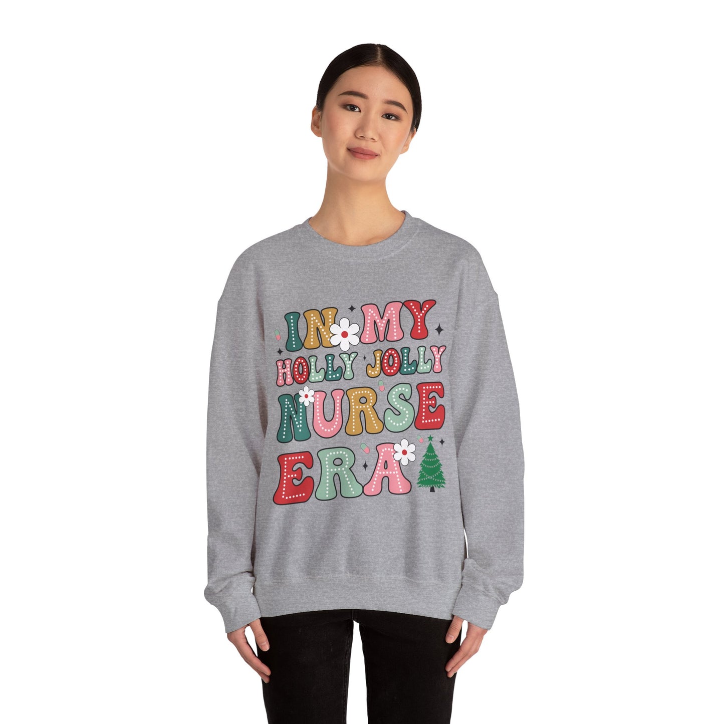 Unisex Midweight Softstyle Fleece Crewneck Sweatshirt - In My Holly Jolly Nurse Era