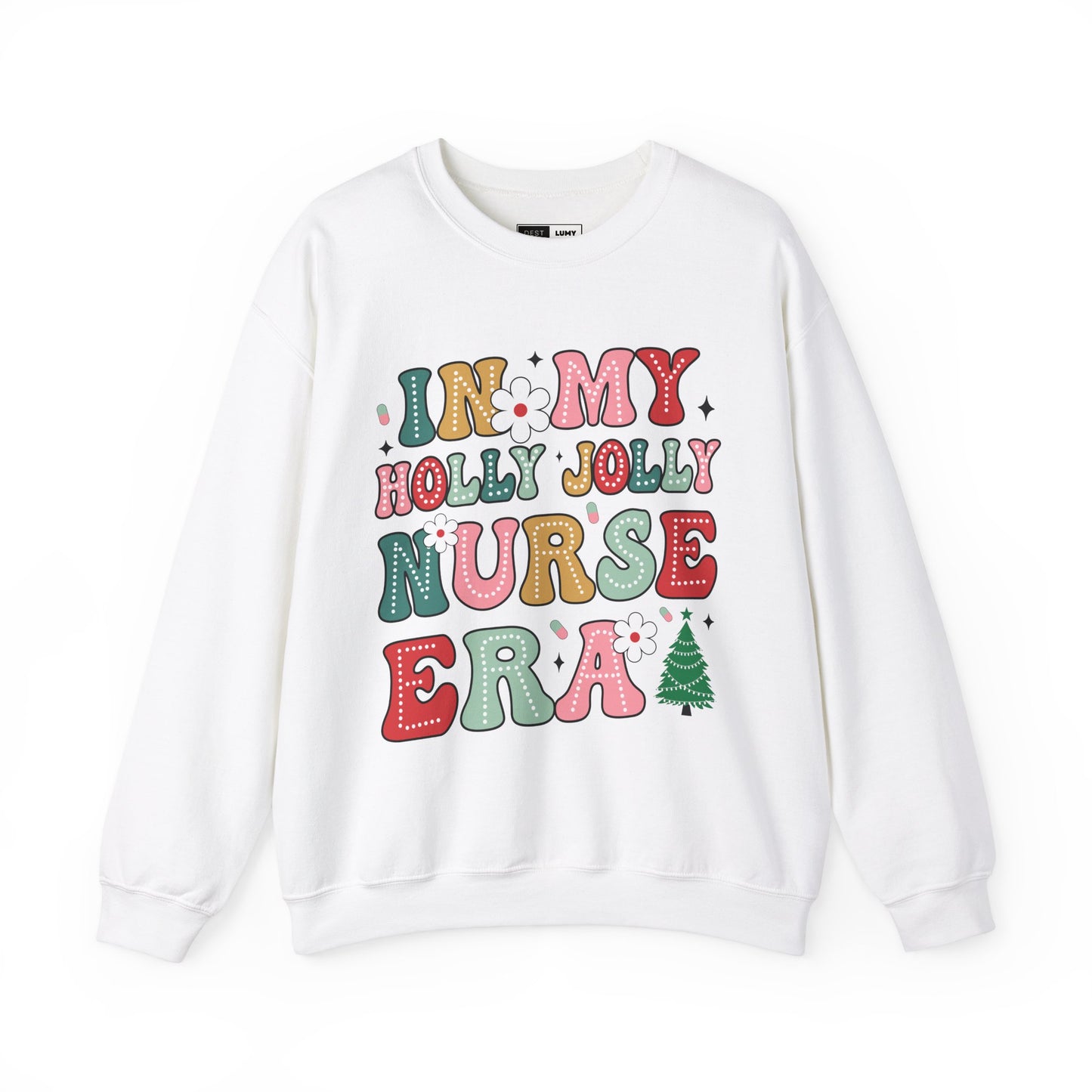 Unisex Midweight Softstyle Fleece Crewneck Sweatshirt - In My Holly Jolly Nurse Era