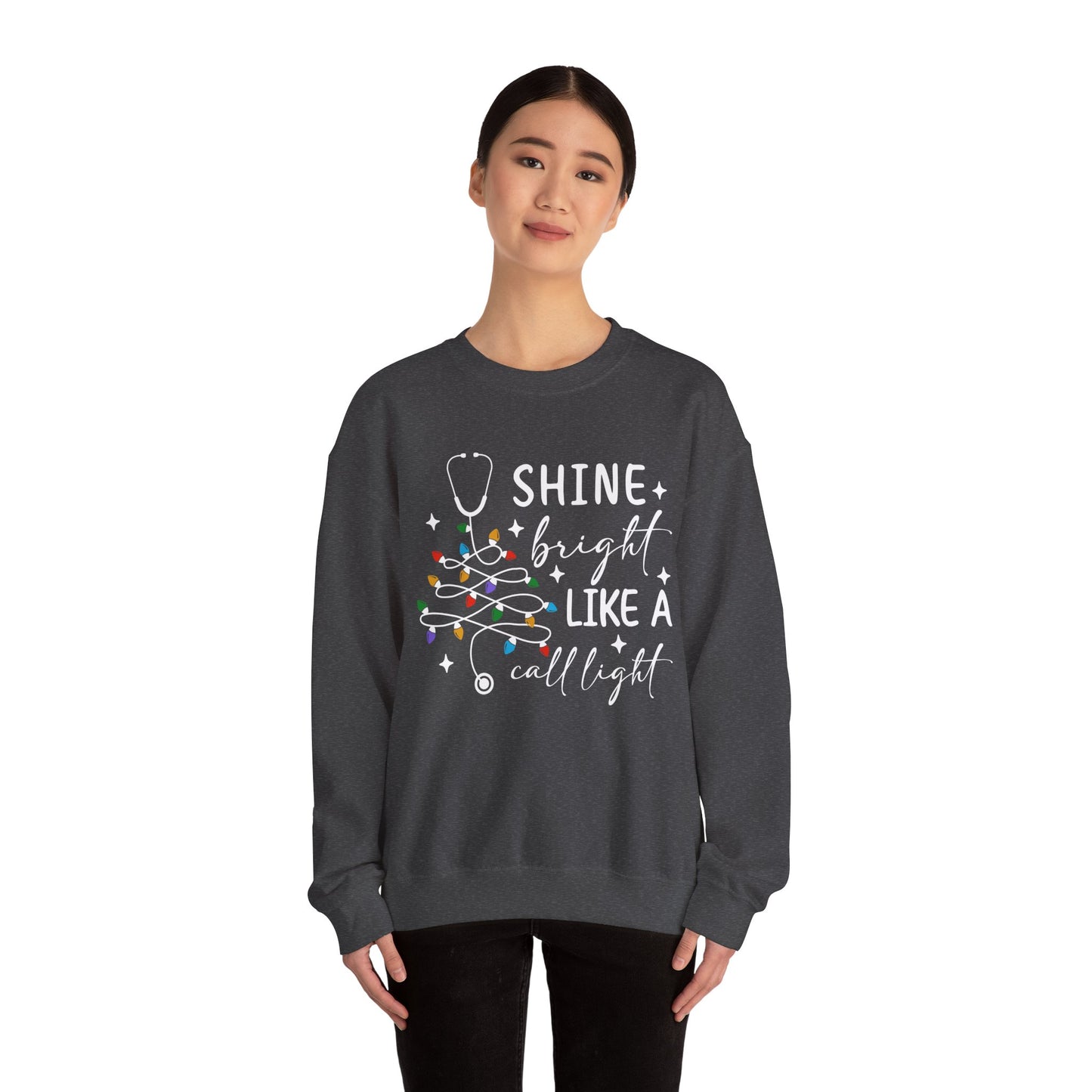 Shine Bright Like a Call Light - Unisex Midweight Softstyle Fleece Crewneck Sweatshirt