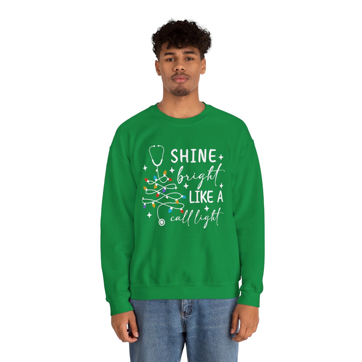 Shine Bright Like a Call Light - Unisex Midweight Softstyle Fleece Crewneck Sweatshirt