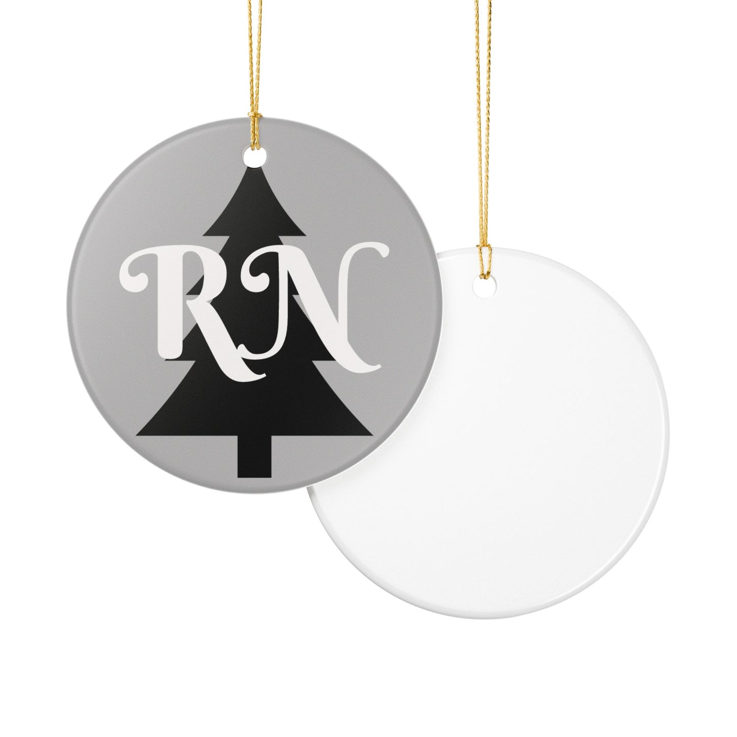 Personalized Holiday Ceramic Ornament - Monogrammed Tree Decoration