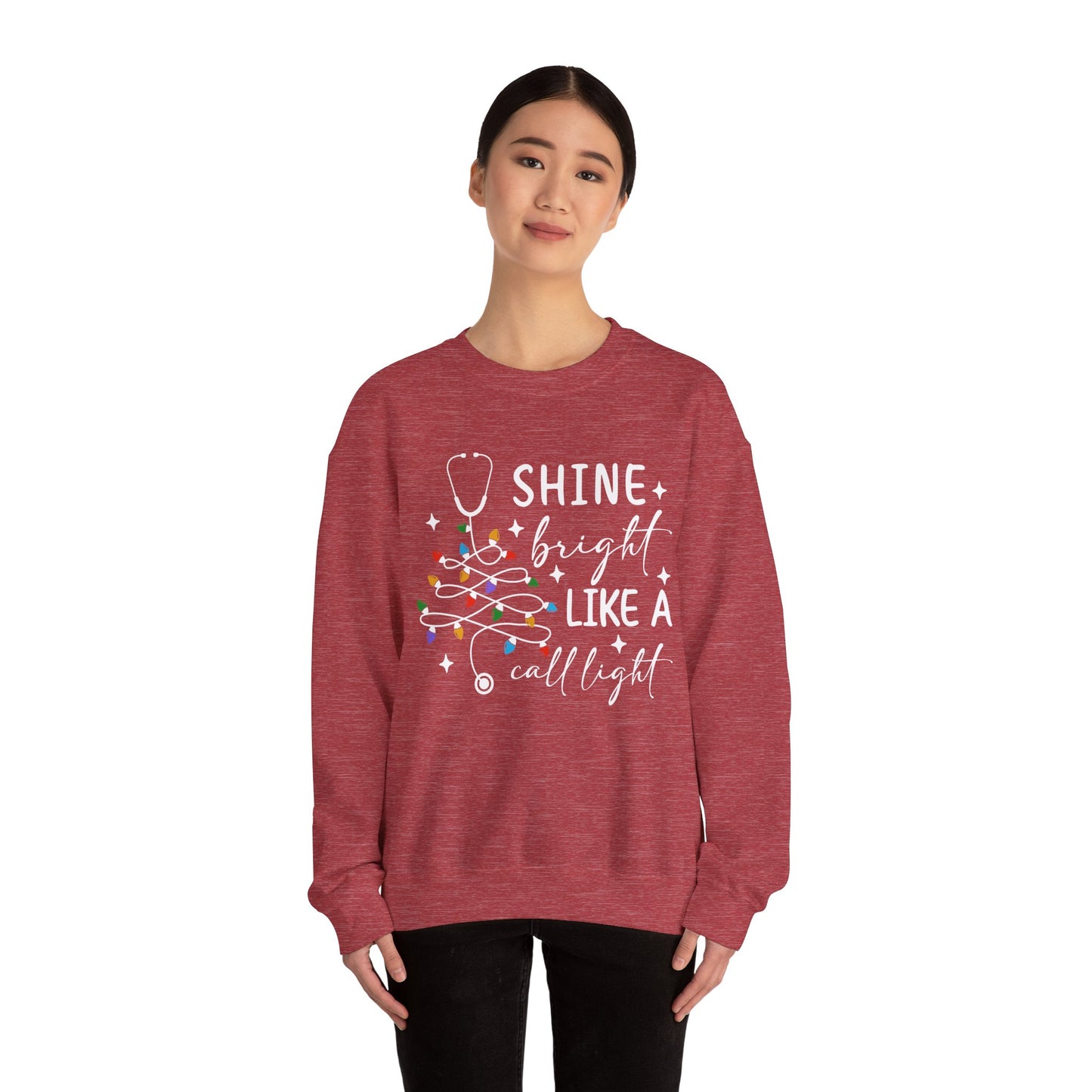 Shine Bright Like a Call Light - Unisex Midweight Softstyle Fleece Crewneck Sweatshirt