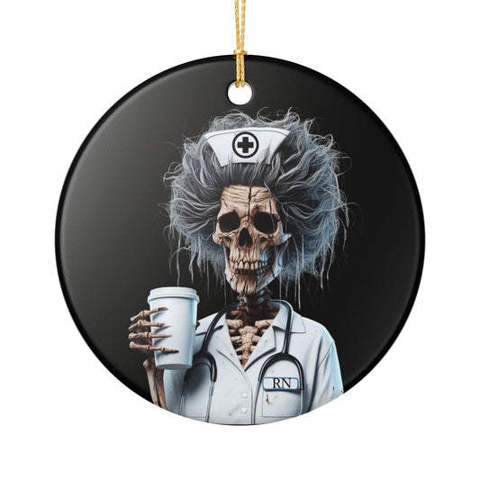 Skeleton Nurse Ceramic Ornament