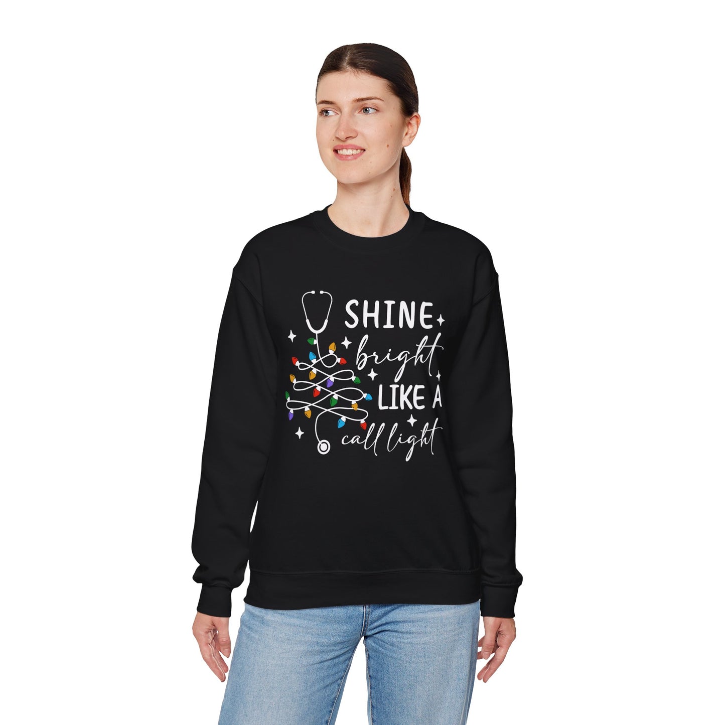 Shine Bright Like a Call Light - Unisex Midweight Softstyle Fleece Crewneck Sweatshirt