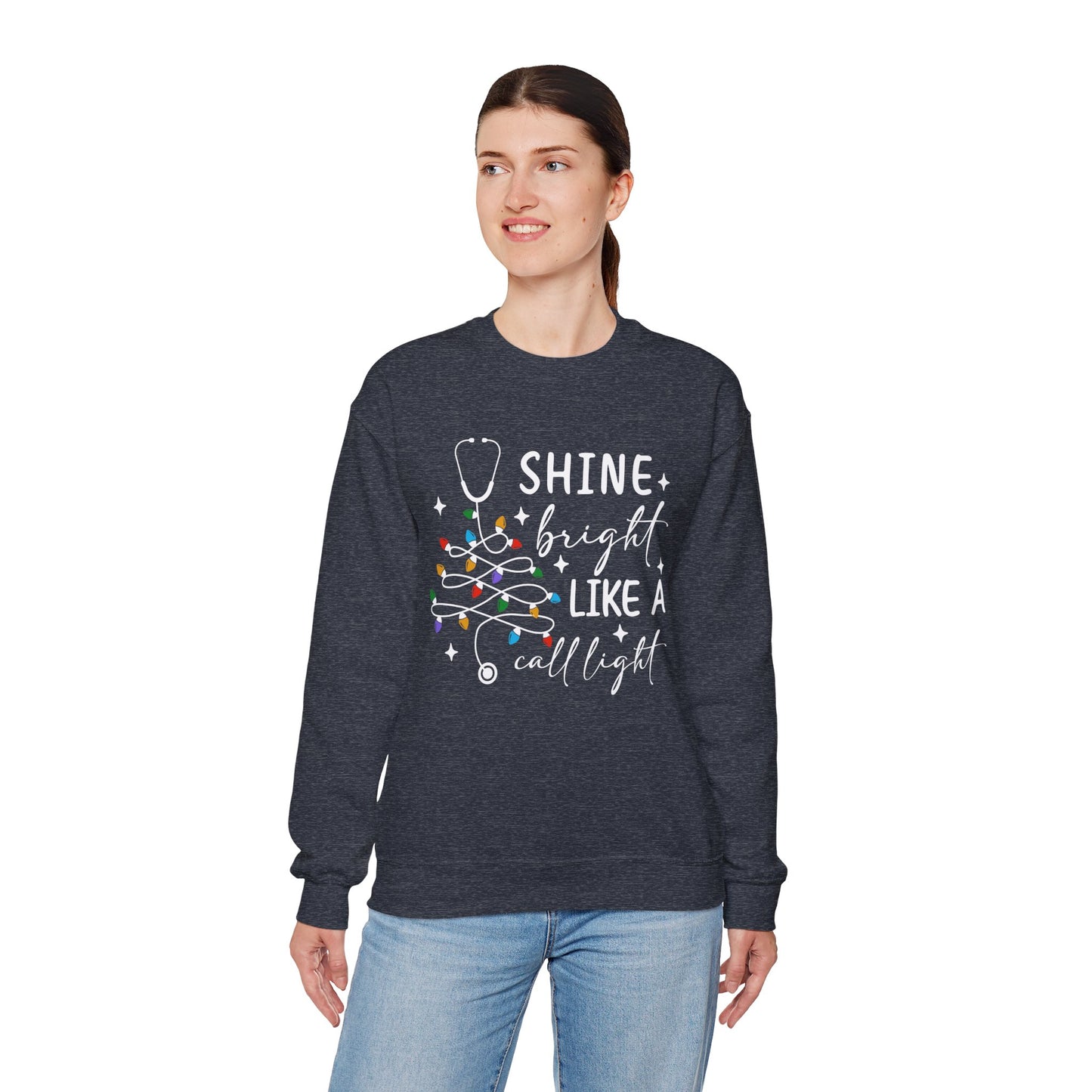 Shine Bright Like a Call Light - Unisex Midweight Softstyle Fleece Crewneck Sweatshirt