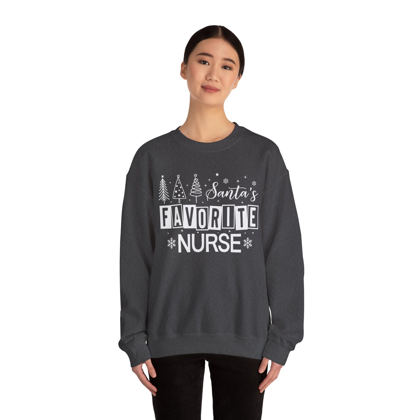 Santa's Favorite Nurse - Unisex Midweight Softstyle Fleece Crewneck Sweatshirt