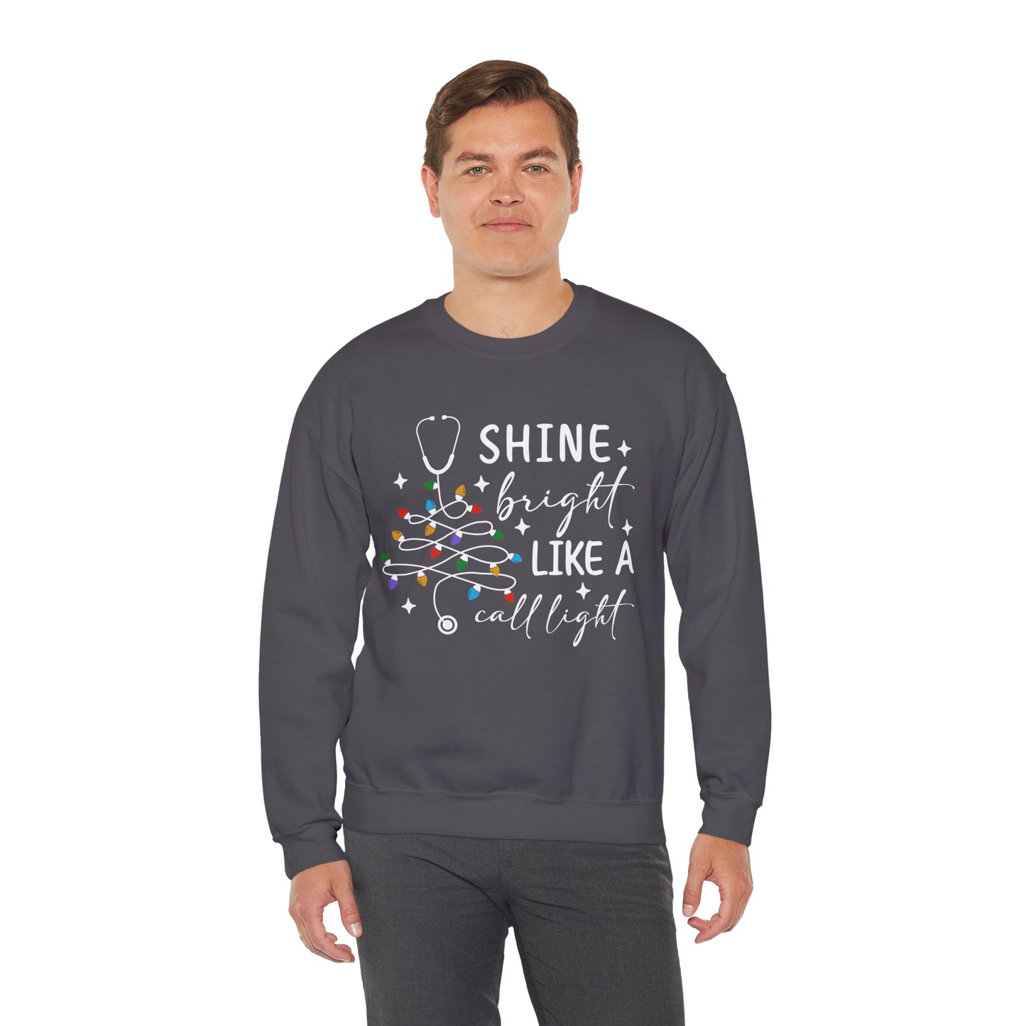 Shine Bright Like a Call Light - Unisex Midweight Softstyle Fleece Crewneck Sweatshirt