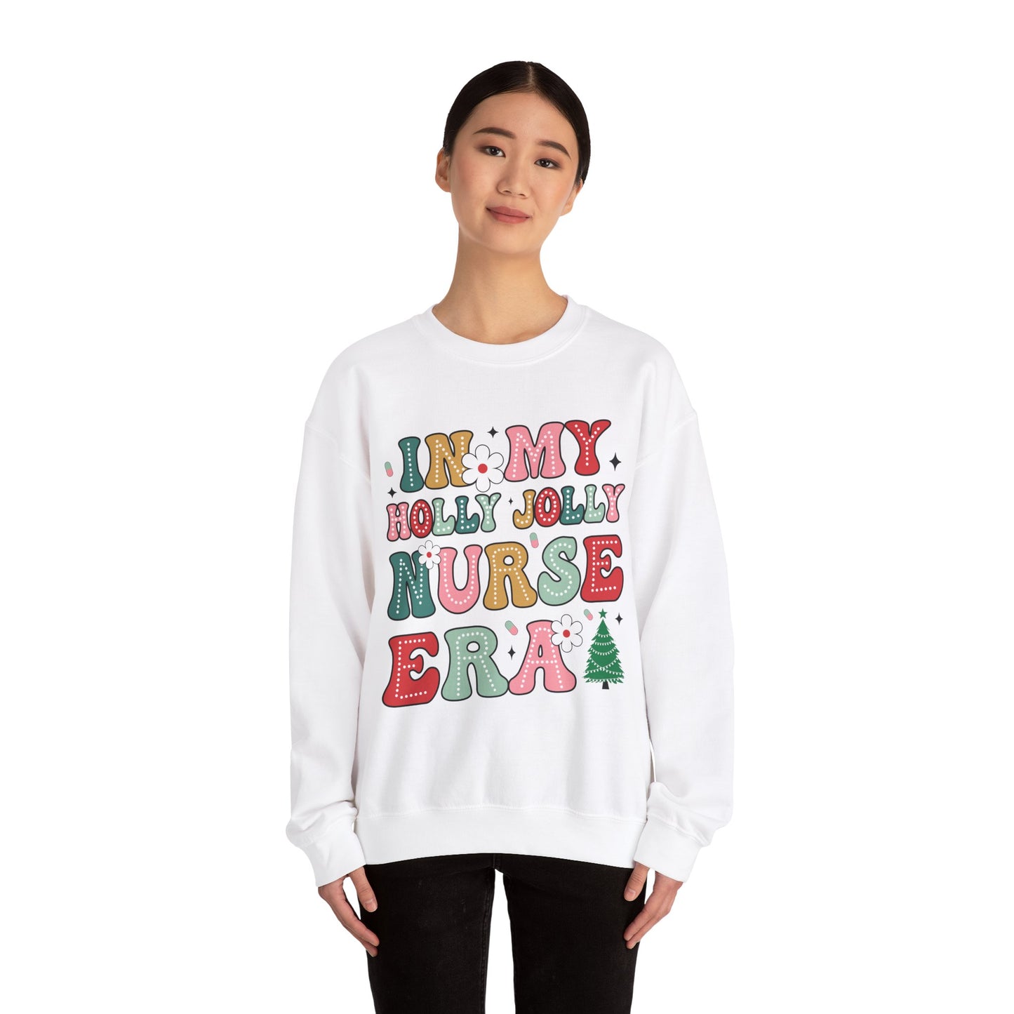 Unisex Midweight Softstyle Fleece Crewneck Sweatshirt - In My Holly Jolly Nurse Era