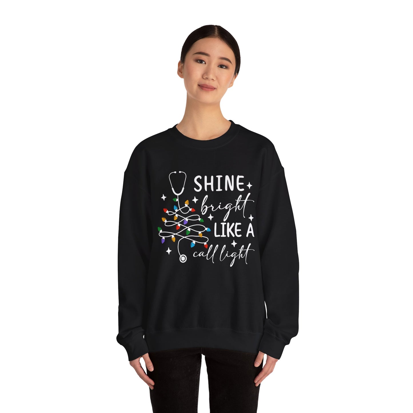 Shine Bright Like a Call Light - Unisex Midweight Softstyle Fleece Crewneck Sweatshirt