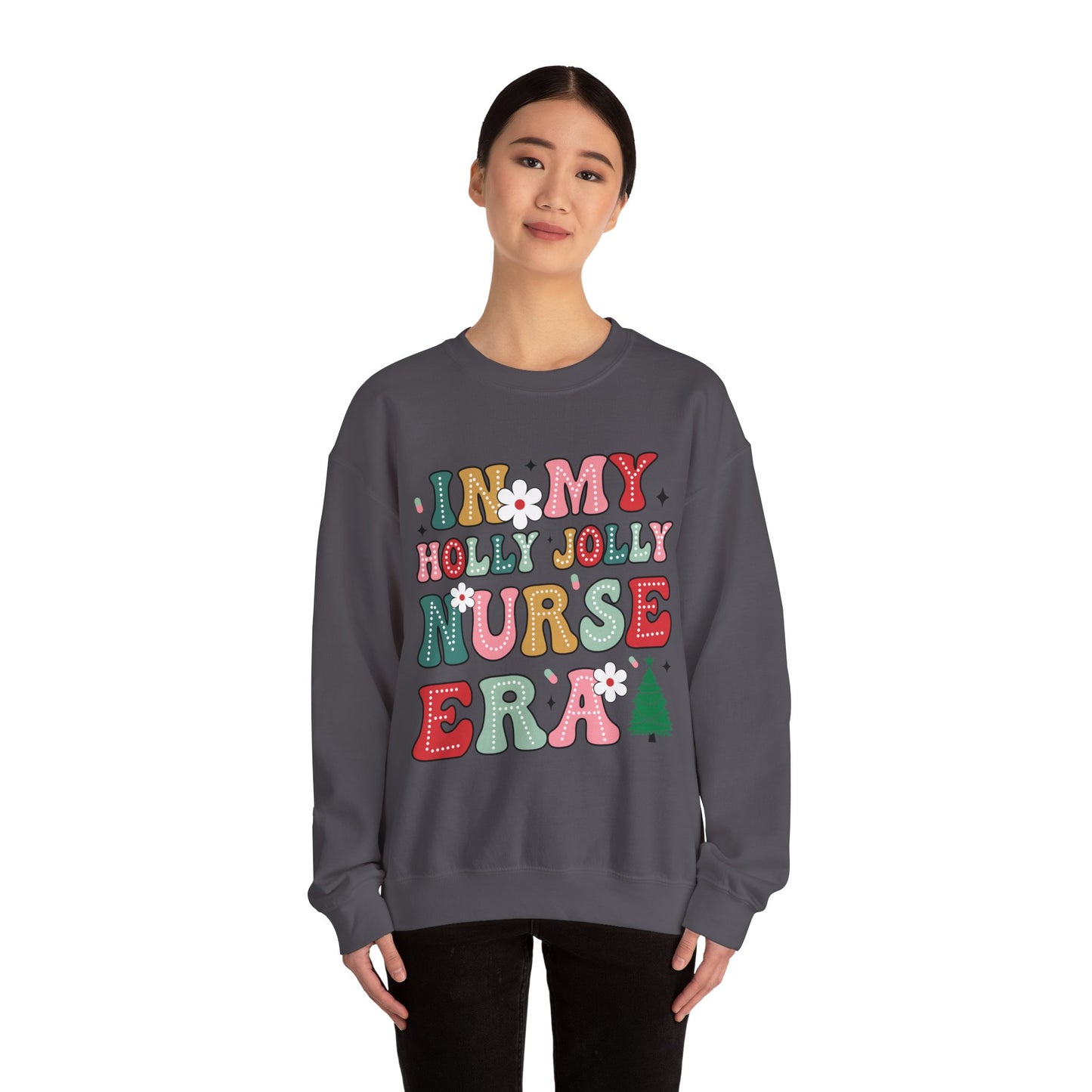 Unisex Midweight Softstyle Fleece Crewneck Sweatshirt - In My Holly Jolly Nurse Era