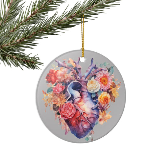 Floral Heart Ceramic Ornament - Heartfelt Home Decor