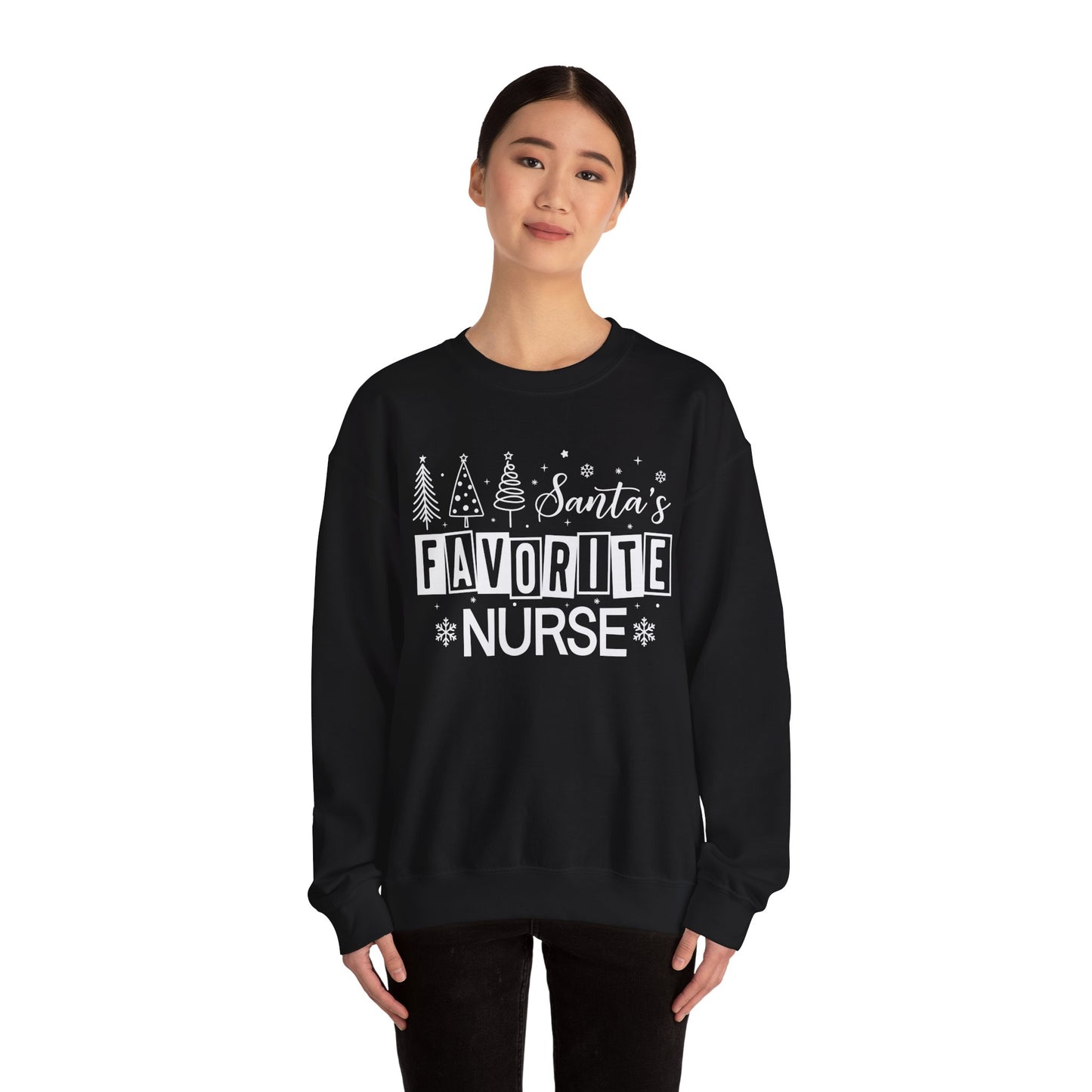 Santa's Favorite Nurse - Unisex Midweight Softstyle Fleece Crewneck Sweatshirt