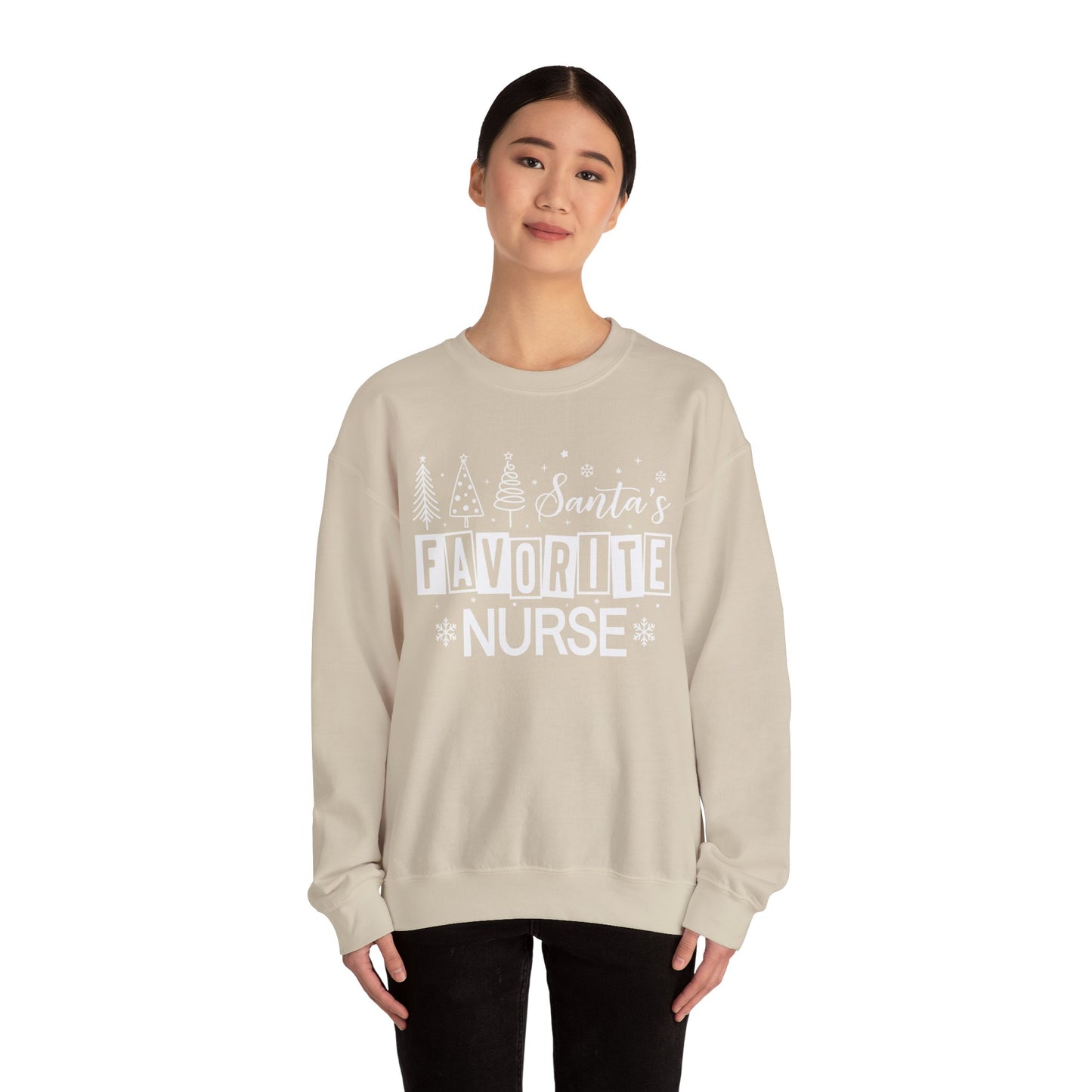 Santa's Favorite Nurse - Unisex Midweight Softstyle Fleece Crewneck Sweatshirt