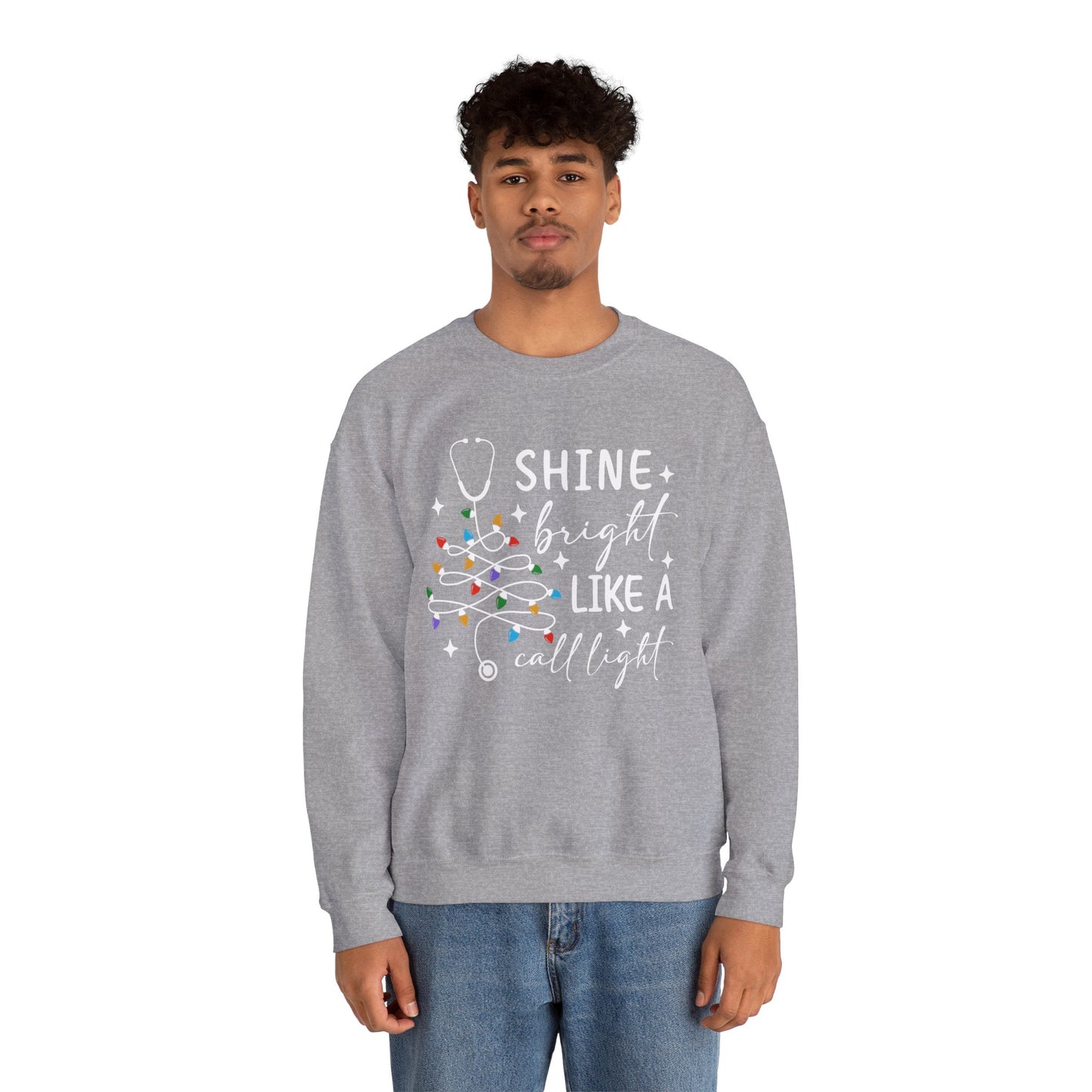 Shine Bright Like a Call Light - Unisex Midweight Softstyle Fleece Crewneck Sweatshirt