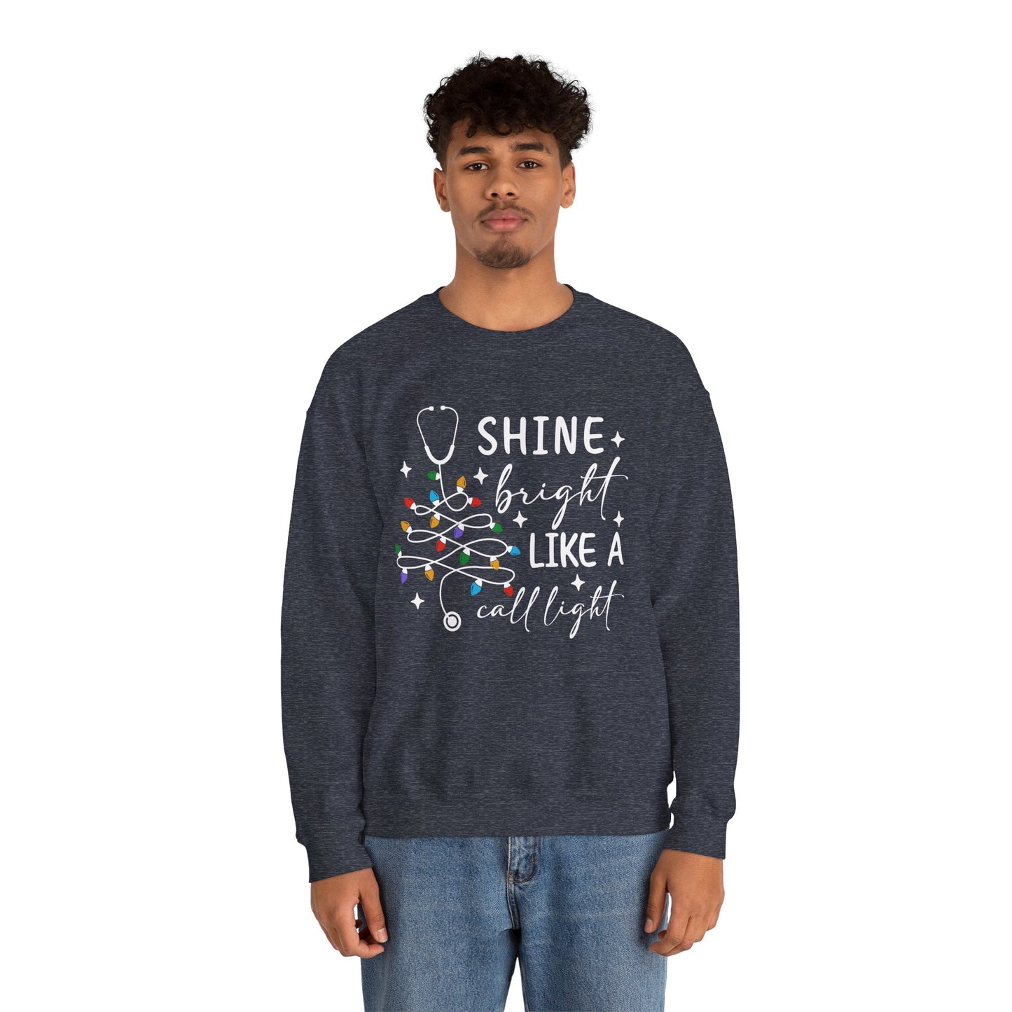 Shine Bright Like a Call Light - Unisex Midweight Softstyle Fleece Crewneck Sweatshirt