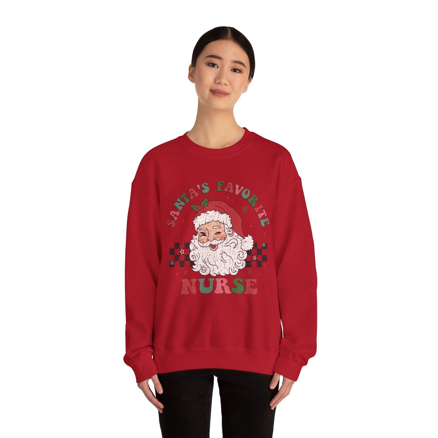 Santa's Favorite Nurse - Unisex Midweight Softstyle Fleece Crewneck Sweatshirt