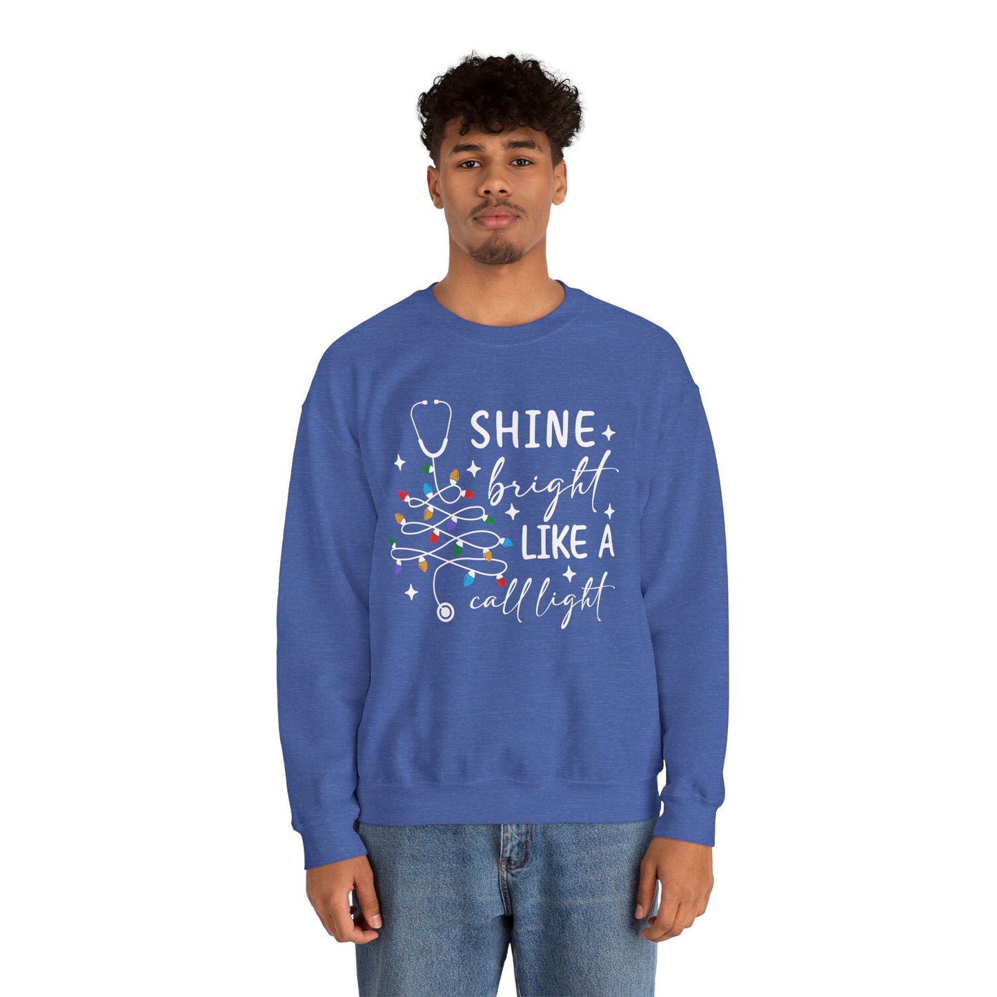 Shine Bright Like a Call Light - Unisex Midweight Softstyle Fleece Crewneck Sweatshirt