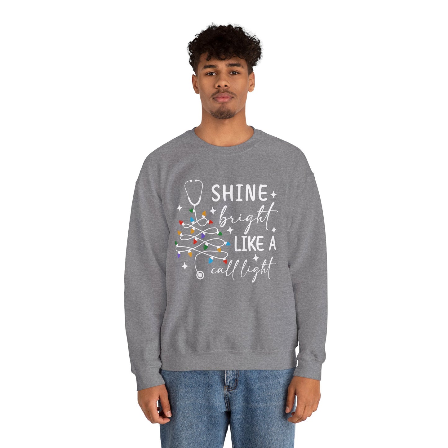 Shine Bright Like a Call Light - Unisex Midweight Softstyle Fleece Crewneck Sweatshirt