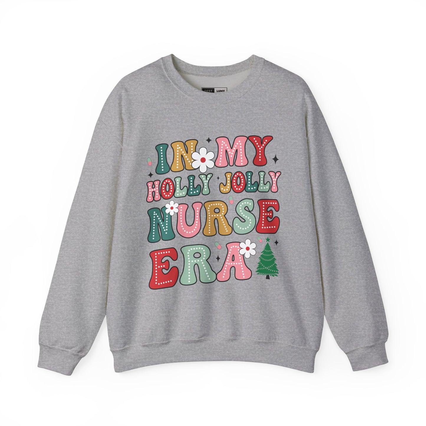 Unisex Midweight Softstyle Fleece Crewneck Sweatshirt - In My Holly Jolly Nurse Era