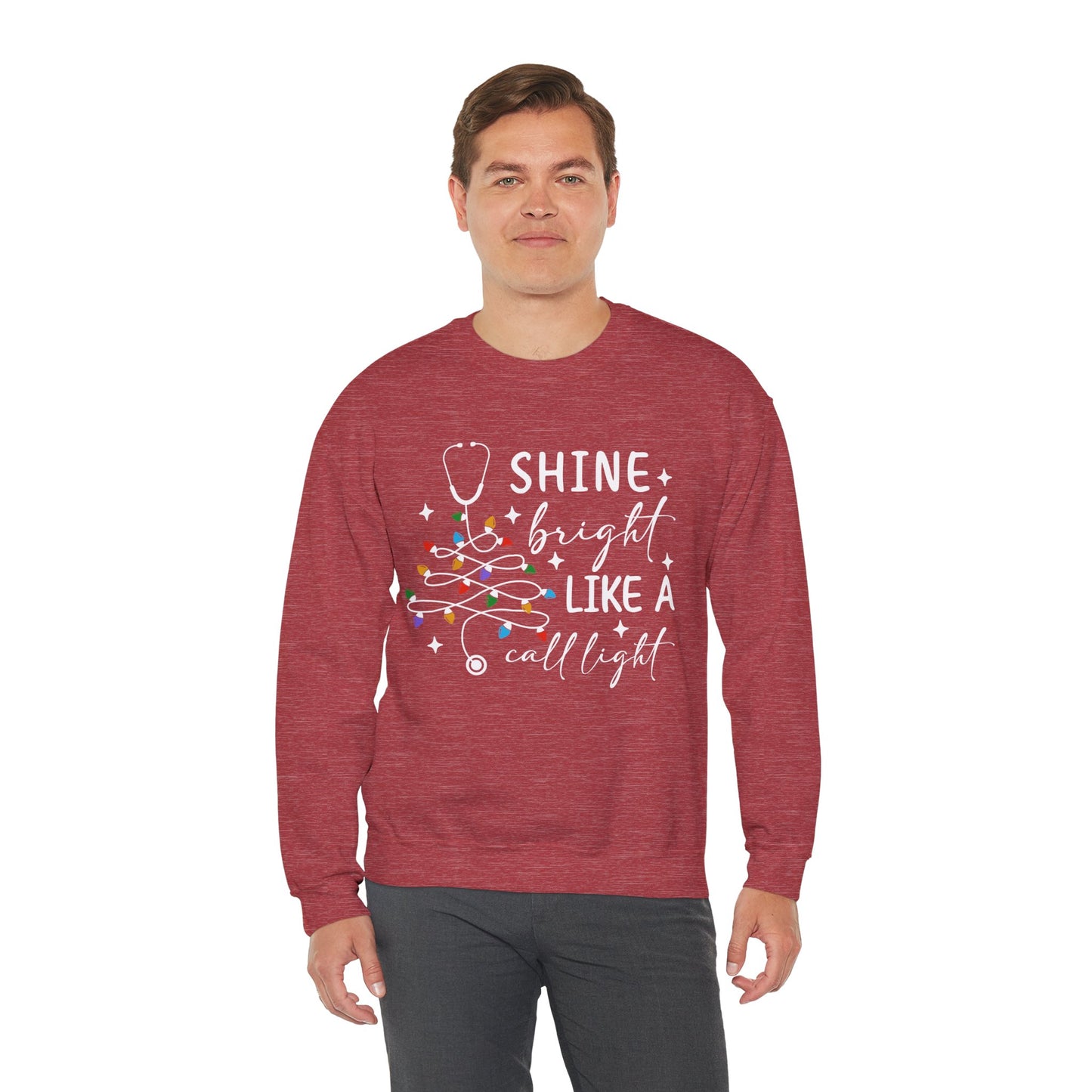 Shine Bright Like a Call Light - Unisex Midweight Softstyle Fleece Crewneck Sweatshirt