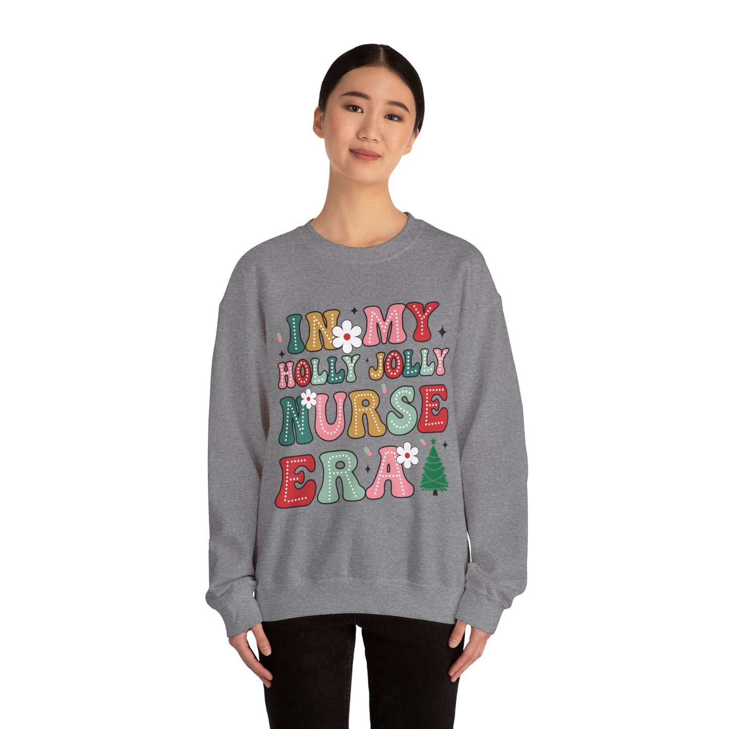 Unisex Midweight Softstyle Fleece Crewneck Sweatshirt - In My Holly Jolly Nurse Era