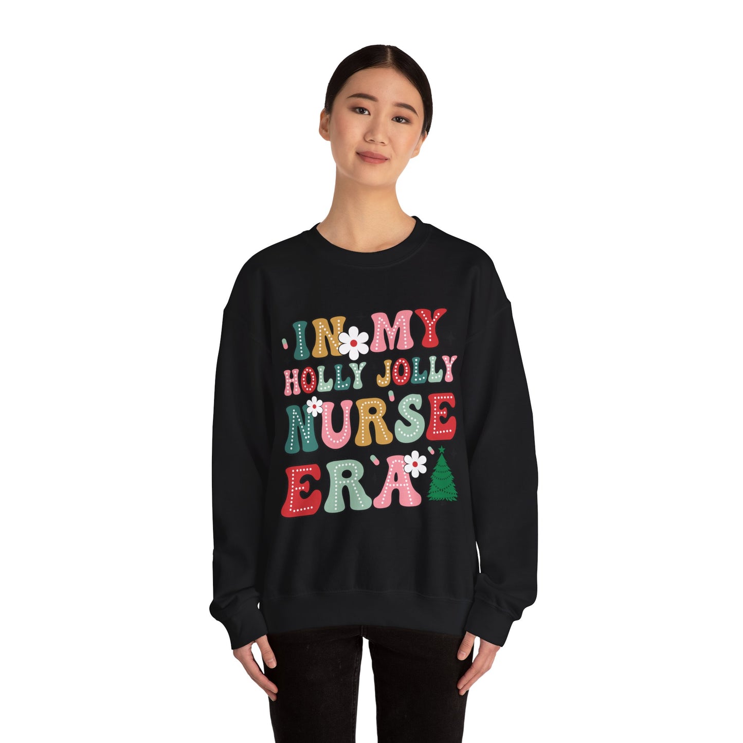 Unisex Midweight Softstyle Fleece Crewneck Sweatshirt - In My Holly Jolly Nurse Era