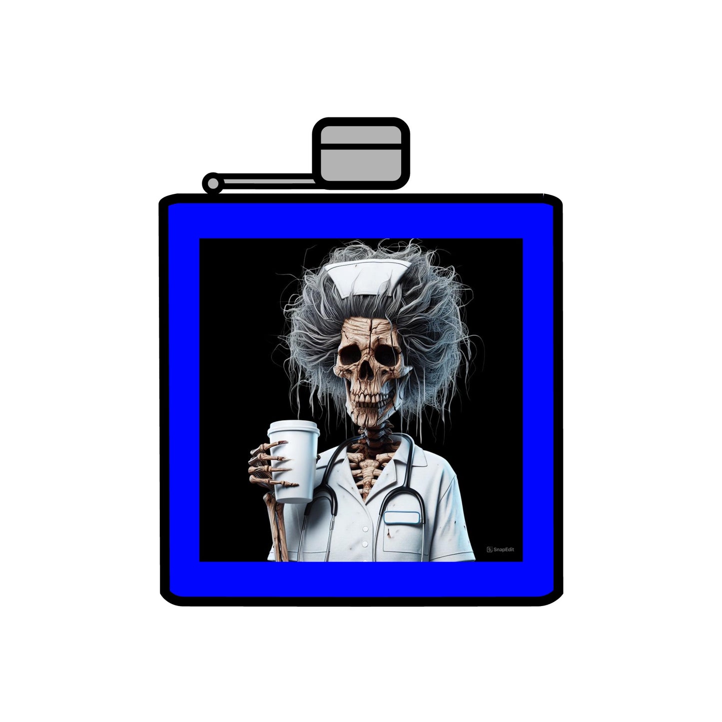 Nurse Skeleton Stainless Steel Flask, 6oz