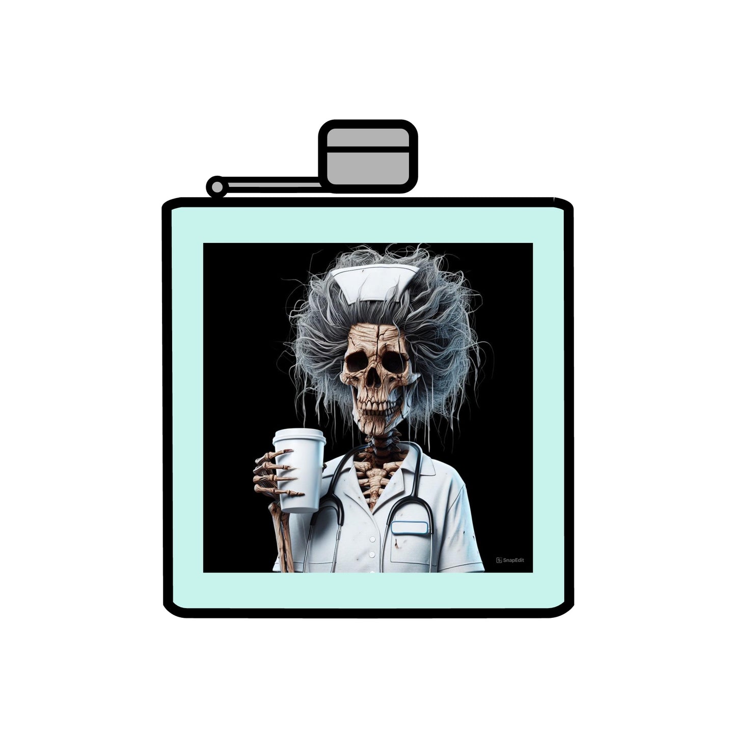 Nurse Skeleton Stainless Steel Flask, 6oz