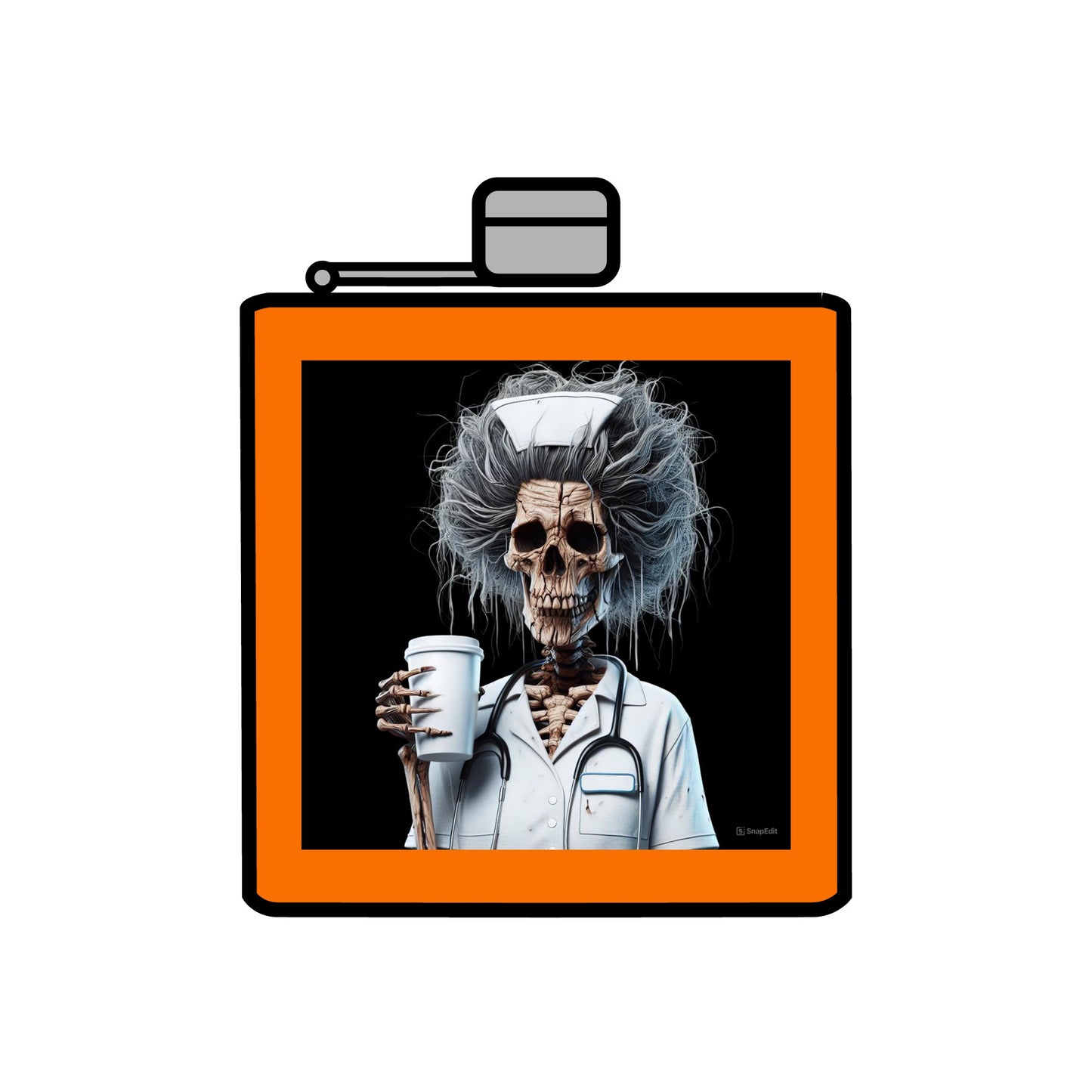 Nurse Skeleton Stainless Steel Flask, 6oz