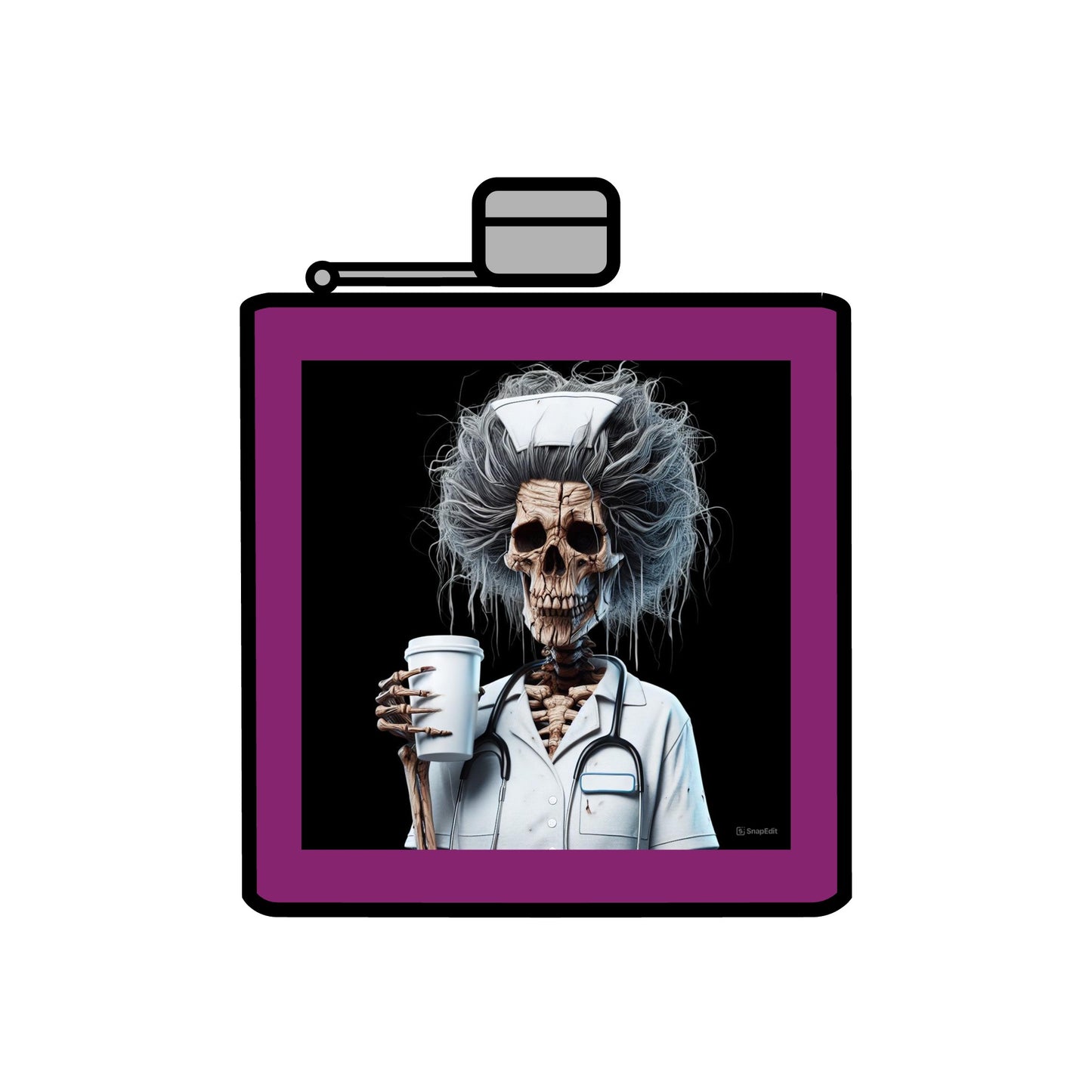 Nurse Skeleton Stainless Steel Flask, 6oz