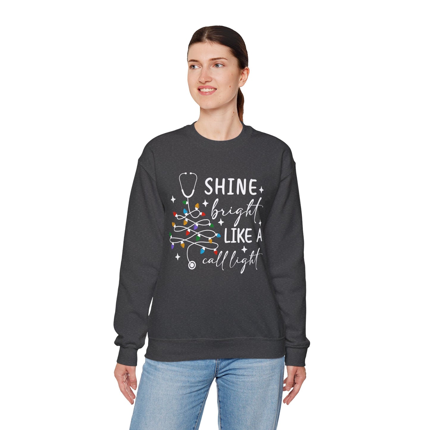 Shine Bright Like a Call Light - Unisex Midweight Softstyle Fleece Crewneck Sweatshirt