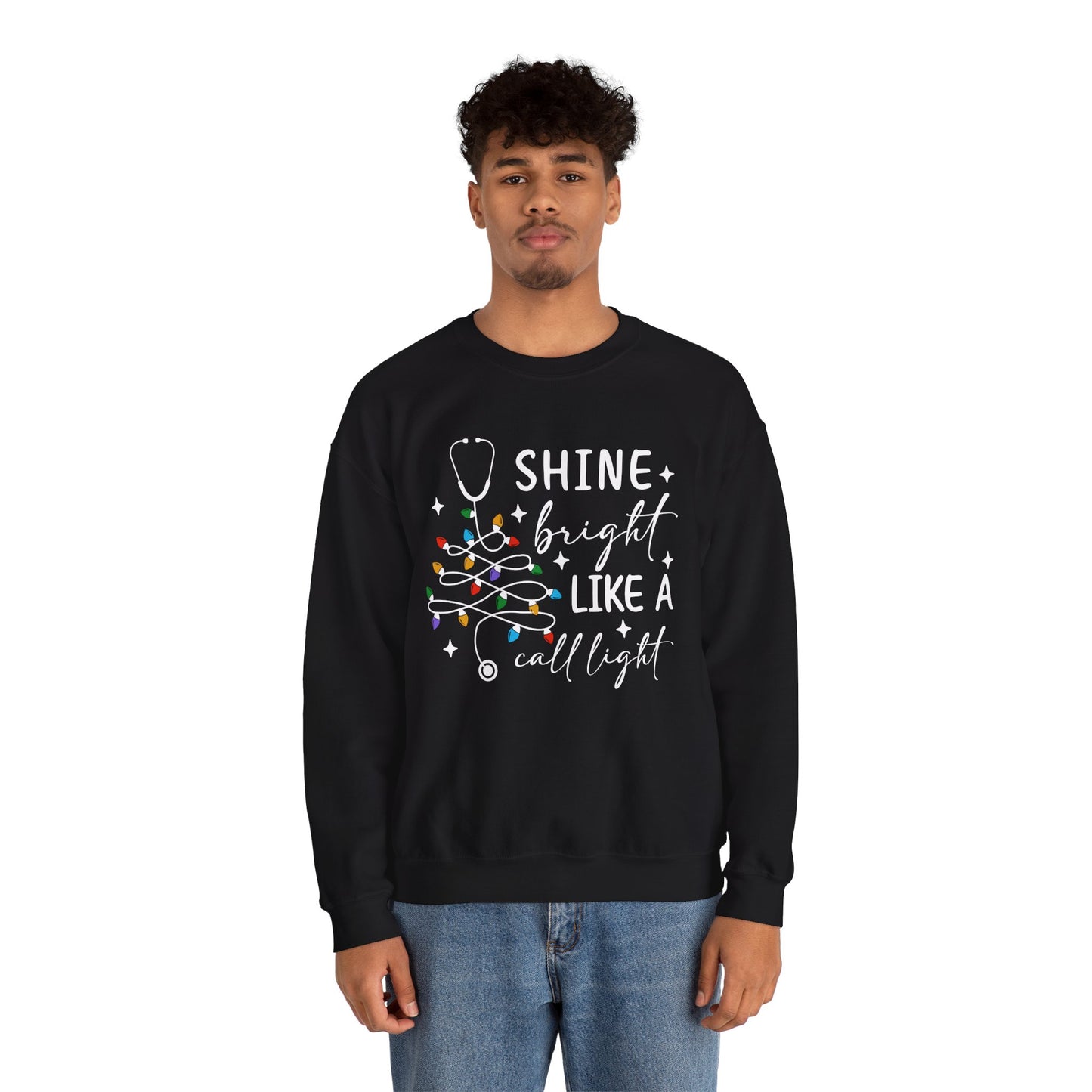 Shine Bright Like a Call Light - Unisex Midweight Softstyle Fleece Crewneck Sweatshirt