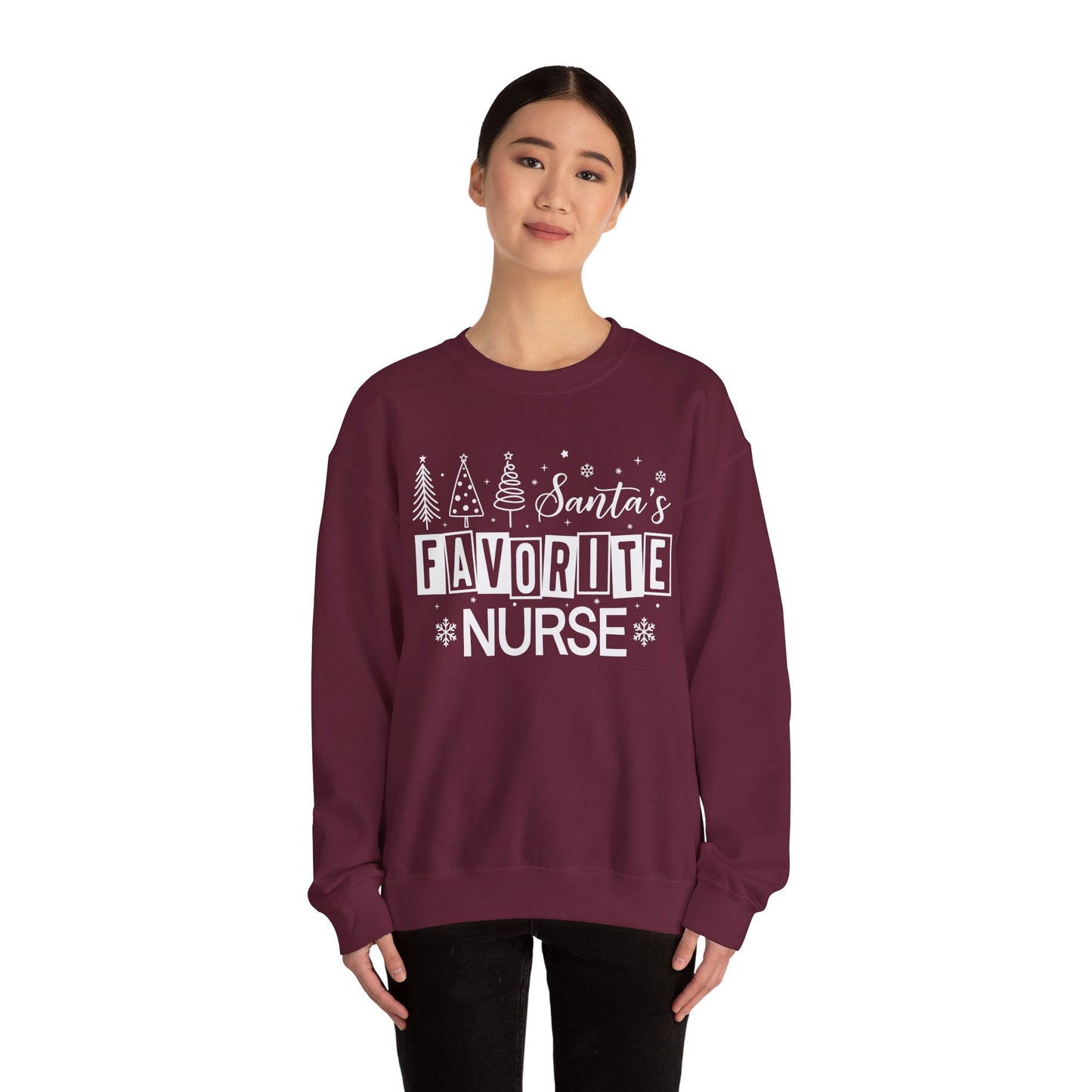 Santa's Favorite Nurse - Unisex Midweight Softstyle Fleece Crewneck Sweatshirt