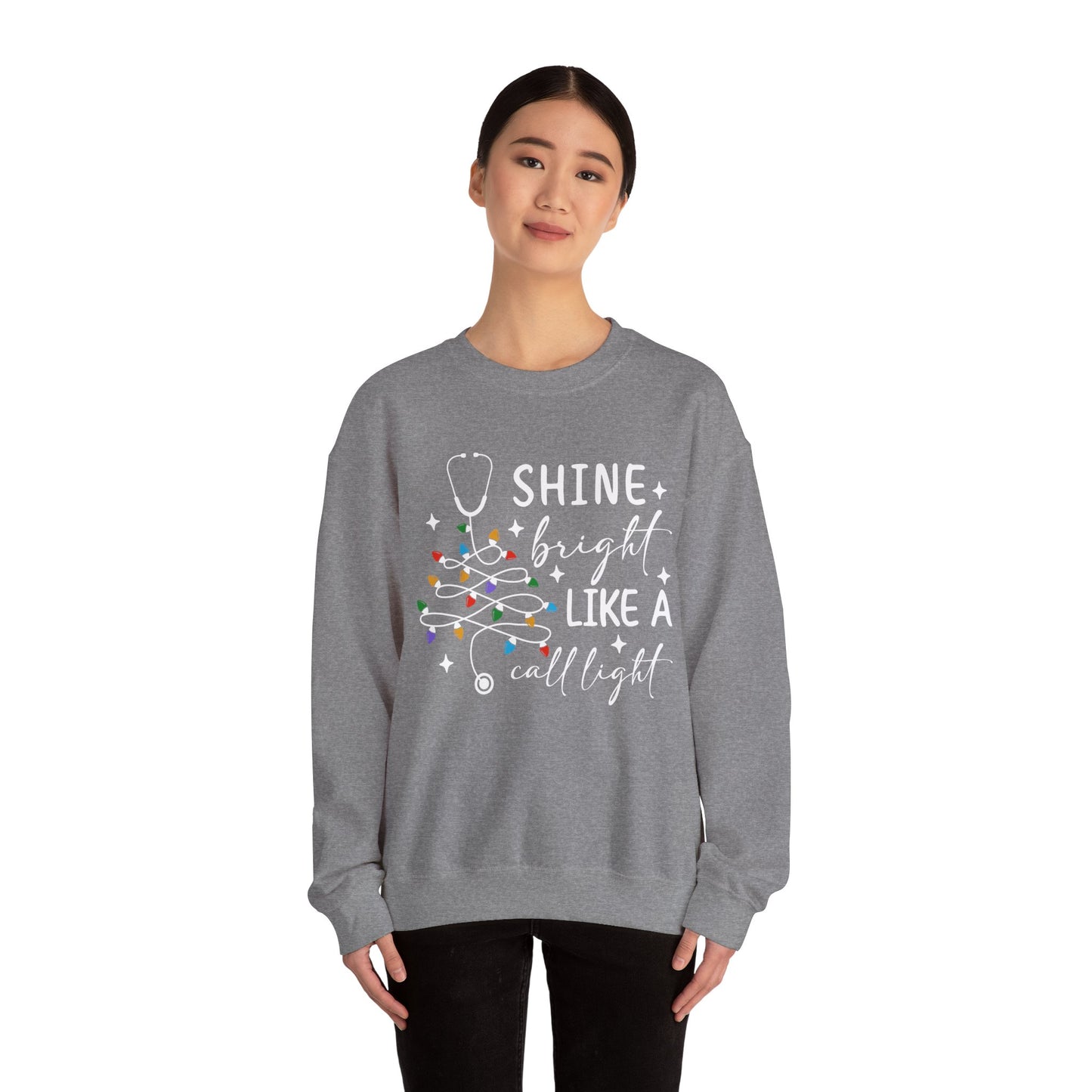 Shine Bright Like a Call Light - Unisex Midweight Softstyle Fleece Crewneck Sweatshirt