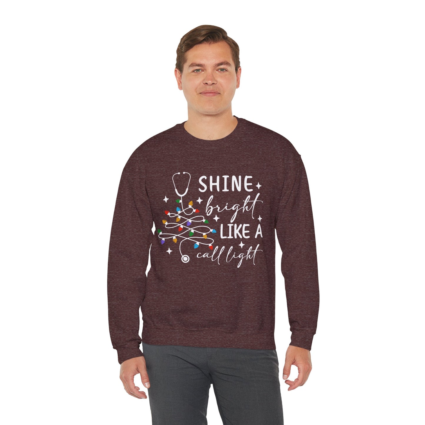 Shine Bright Like a Call Light - Unisex Midweight Softstyle Fleece Crewneck Sweatshirt