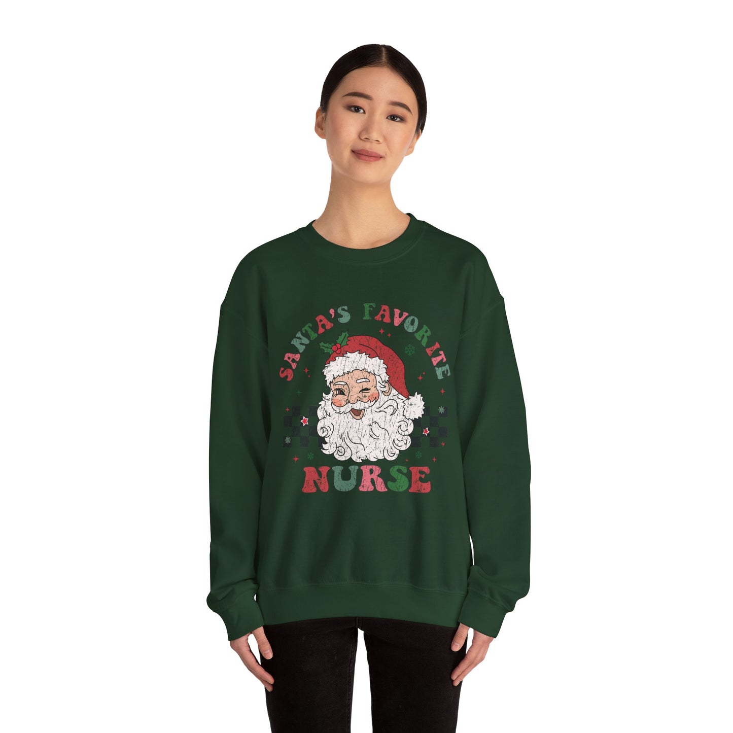 Santa's Favorite Nurse - Unisex Midweight Softstyle Fleece Crewneck Sweatshirt