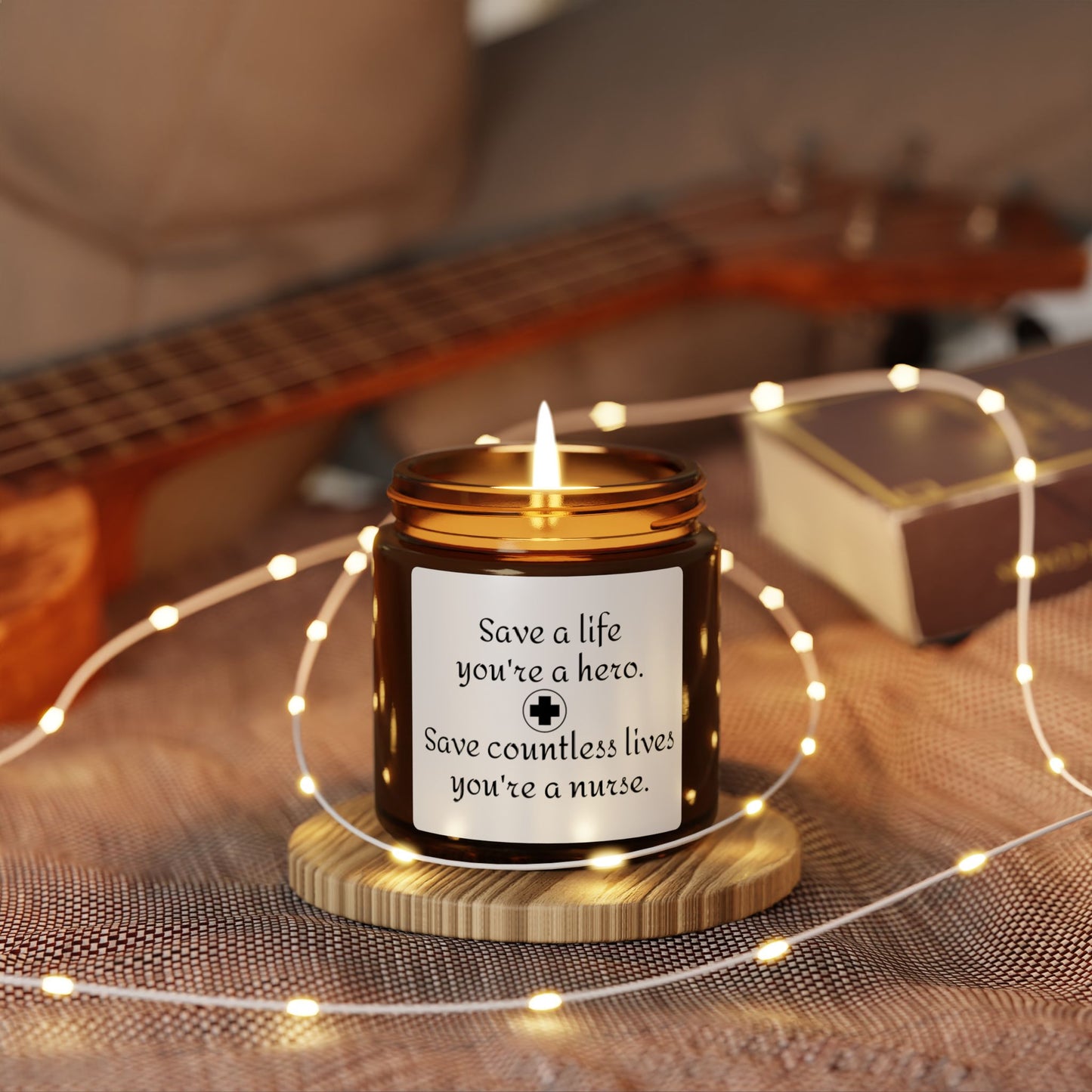 Save a Life You're a Hero. Save Countless Lives You're a Nurse Scented Soy Candle (Multi-Size, Amber Jar)