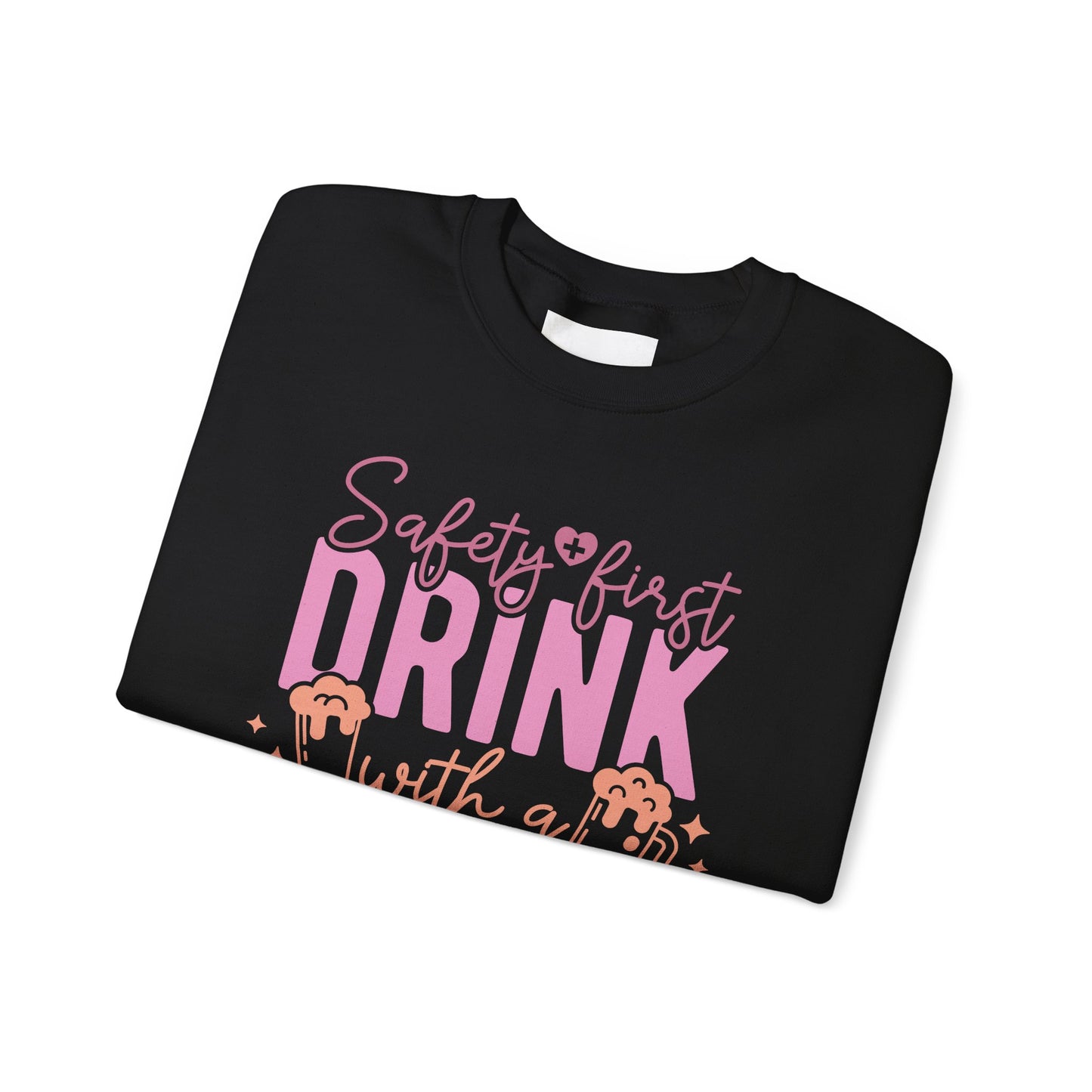 Safety First Drink With A Nurse - Unisex Midweight Softstyle Fleece Crewneck Sweatshirt