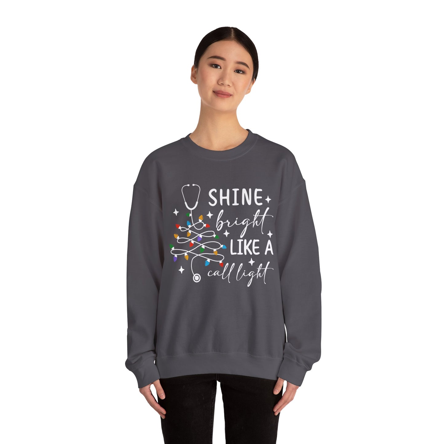 Shine Bright Like a Call Light - Unisex Midweight Softstyle Fleece Crewneck Sweatshirt